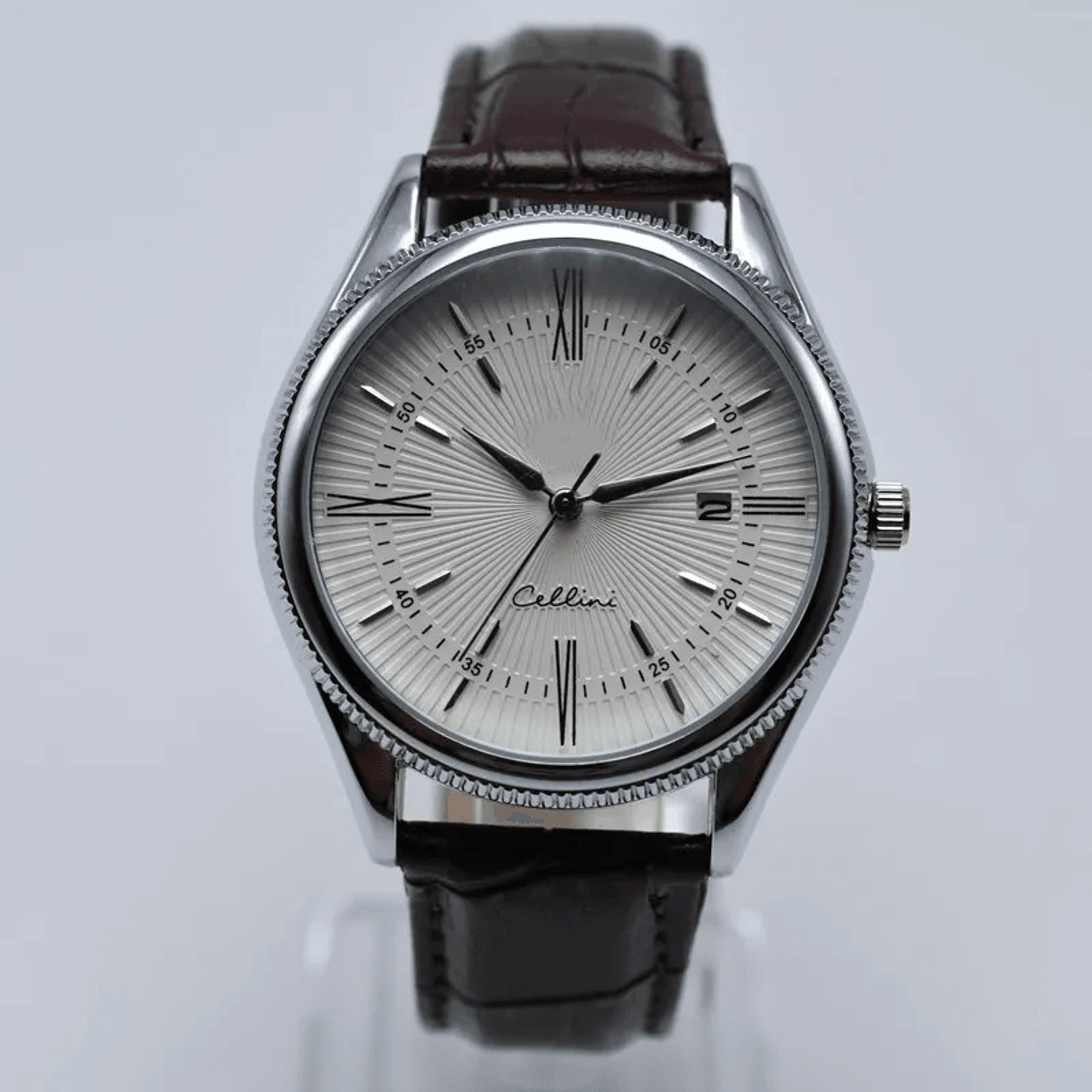 Mens Rose Gold Quartz Watch With Vintage Leather Strap And Auto Date 5