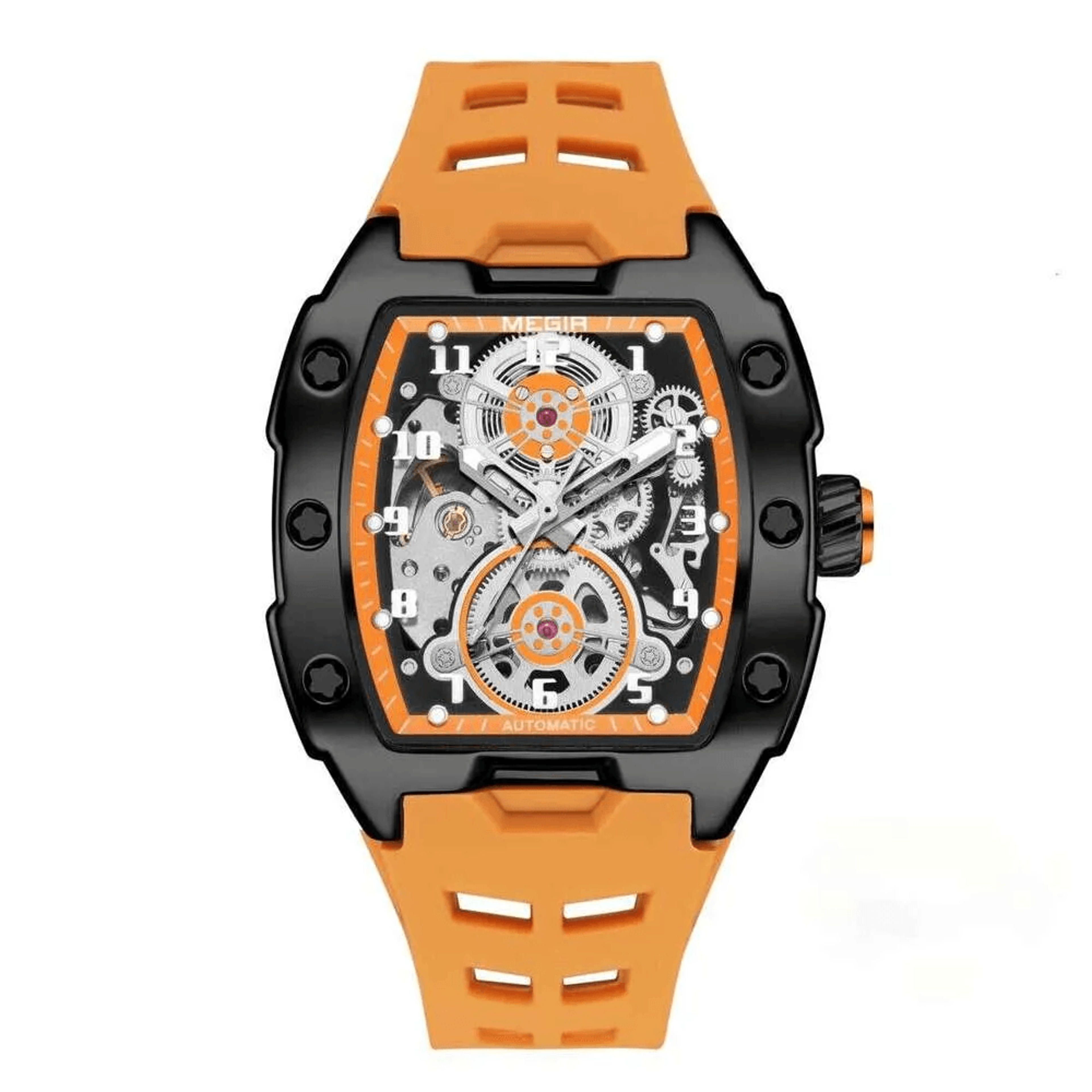 Mens Automatic Skeleton Watch With Luminous Hands And Silicone Strap 9