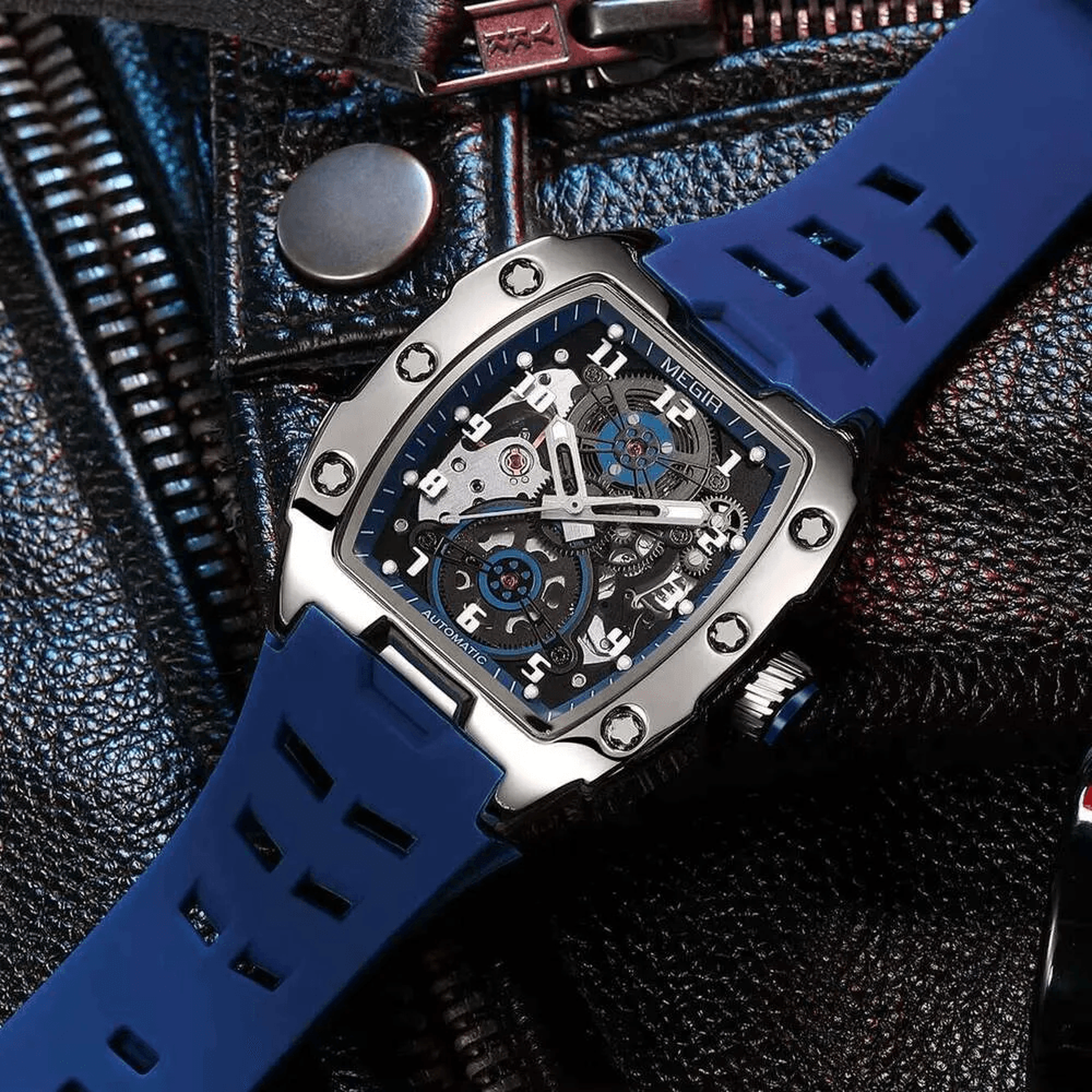Mens Automatic Skeleton Watch With Luminous Hands And Silicone Strap 2