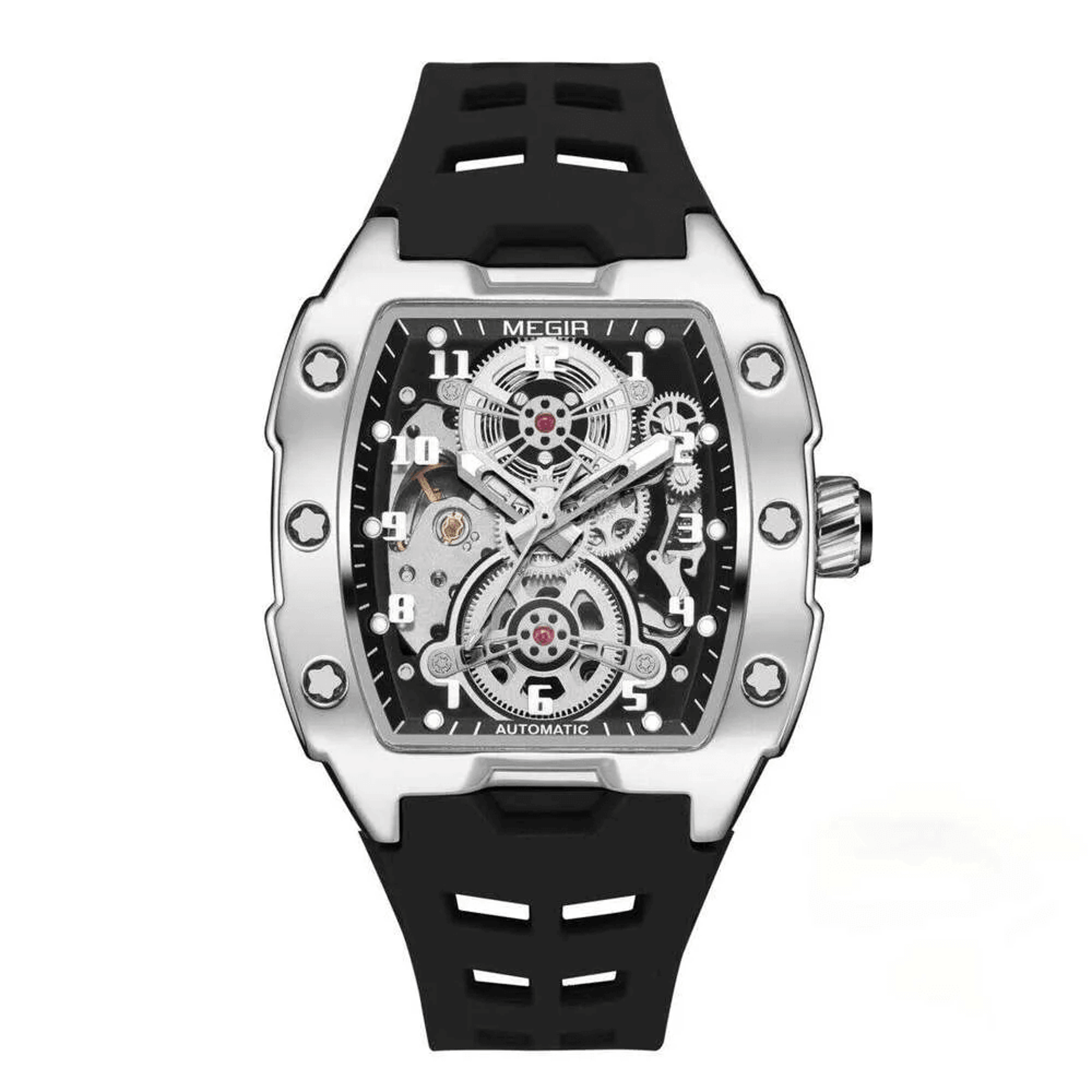 Mens Automatic Skeleton Watch With Luminous Hands And Silicone Strap 7