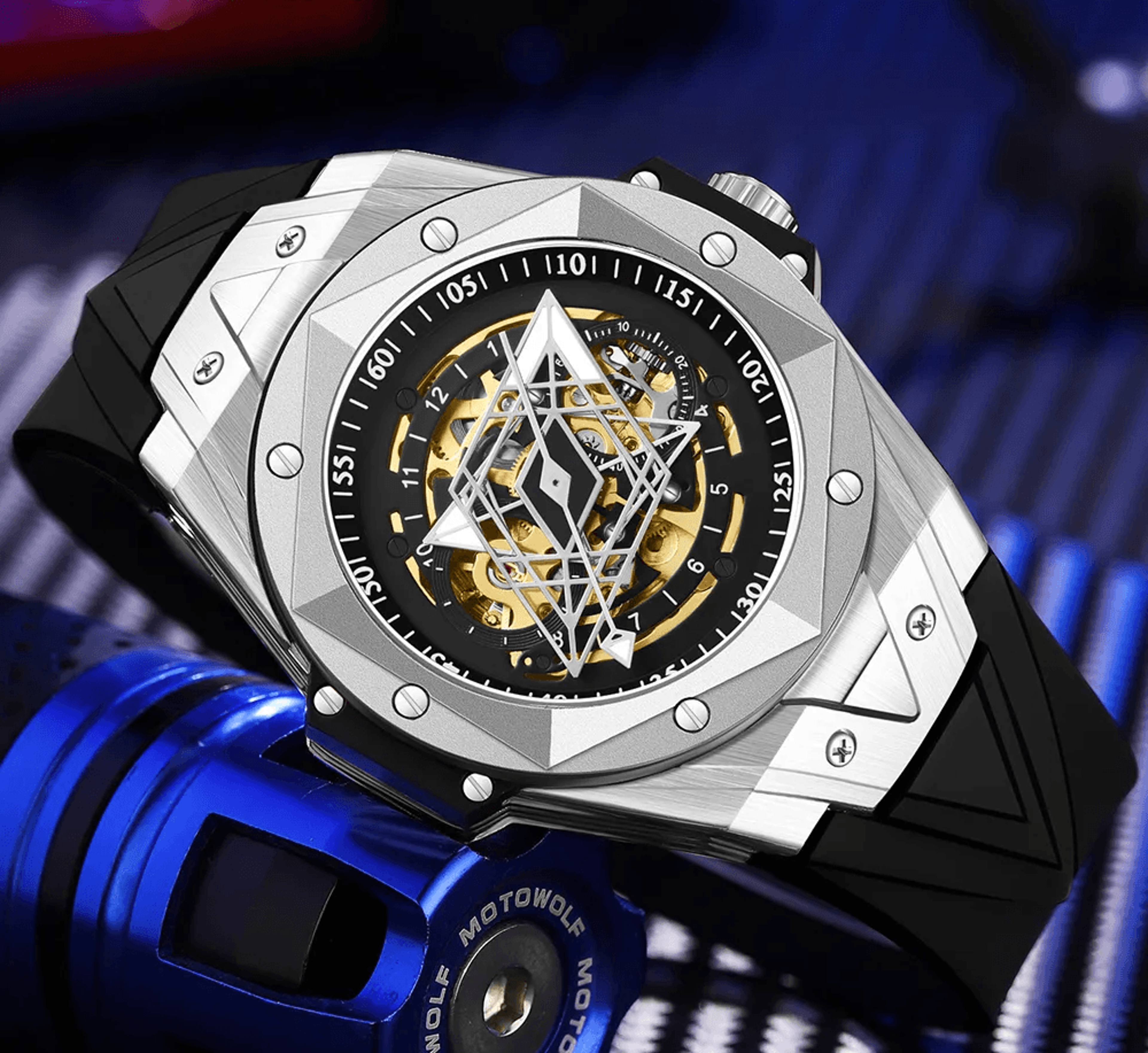 Automatic Mechanical Skeleton Watch With Alloy Case And Water Resistant Design 1