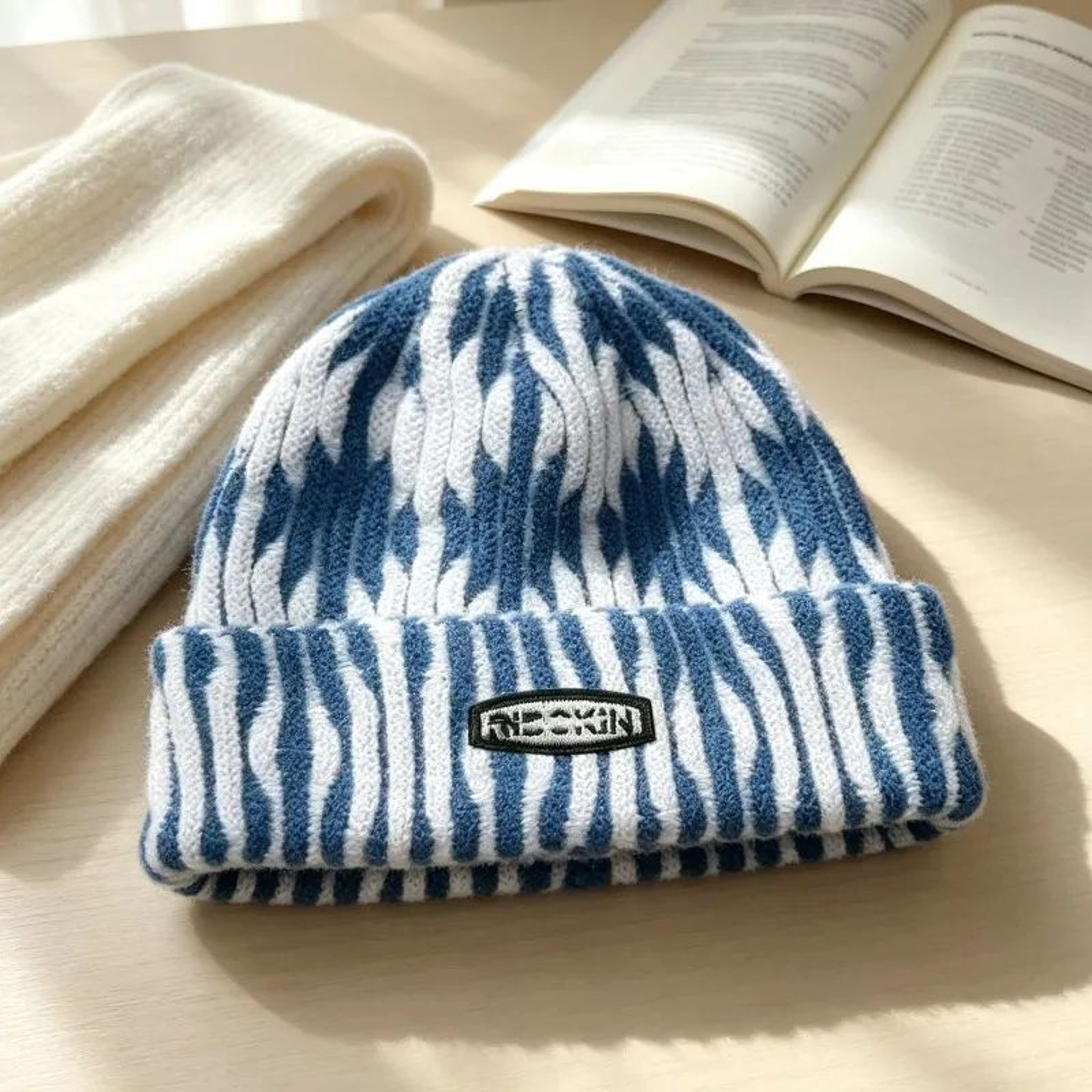 Tie Dye Knit Beanie Hat With Color Block Pattern For Winter Streetwear 6