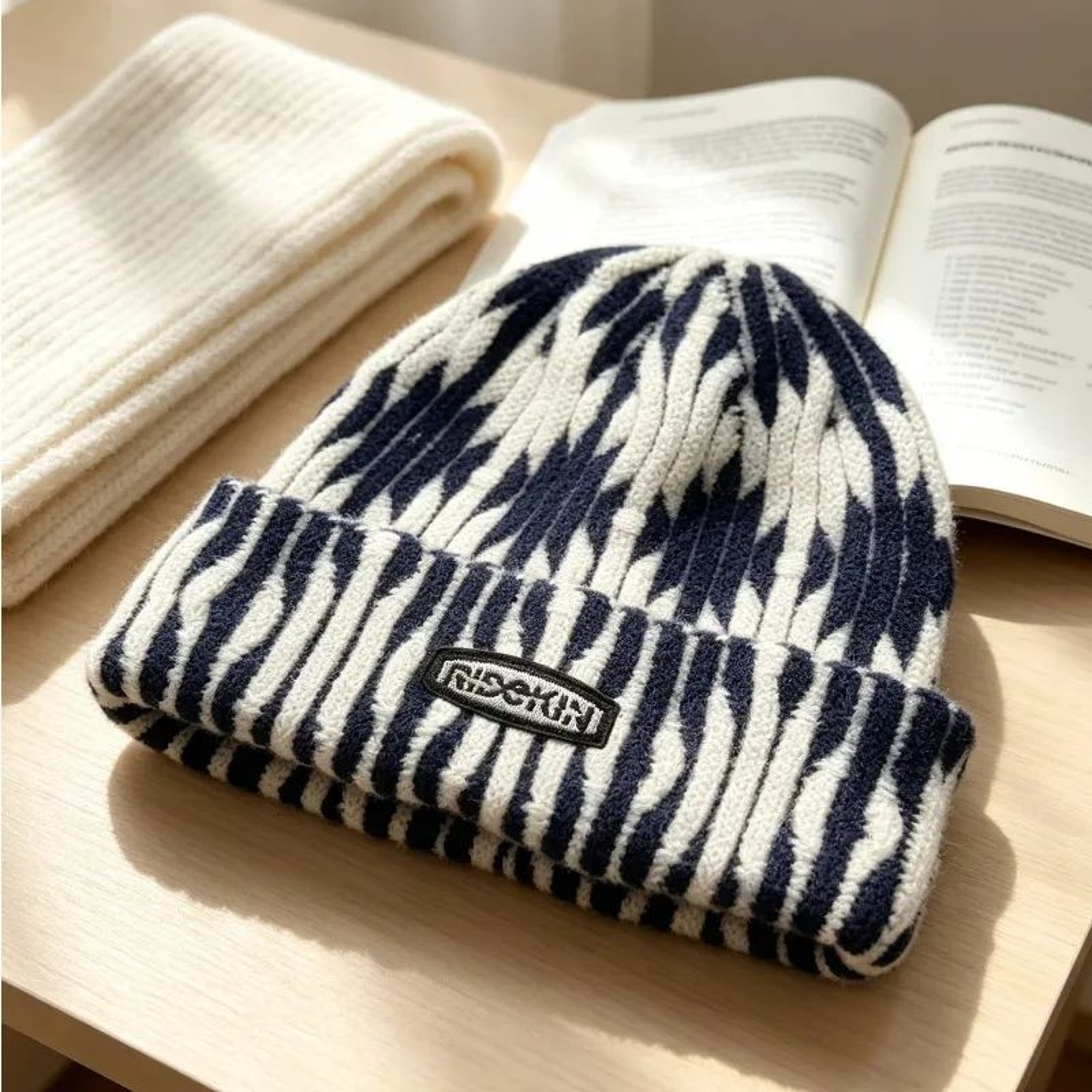 Tie Dye Knit Beanie Hat With Color Block Pattern For Winter Streetwear 7