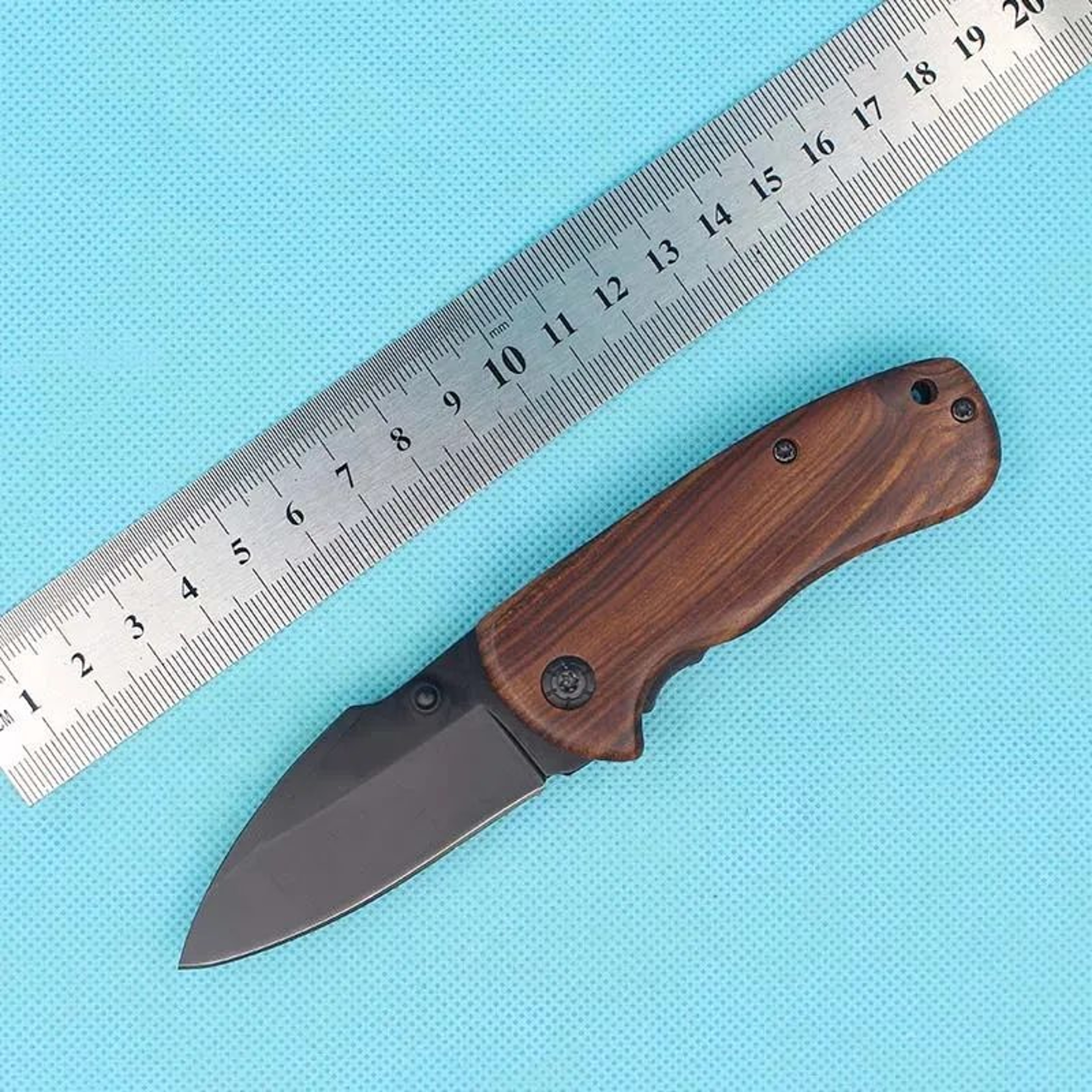 Folding Pocket Knife With Stainless Steel Blade And Wood Handle 6