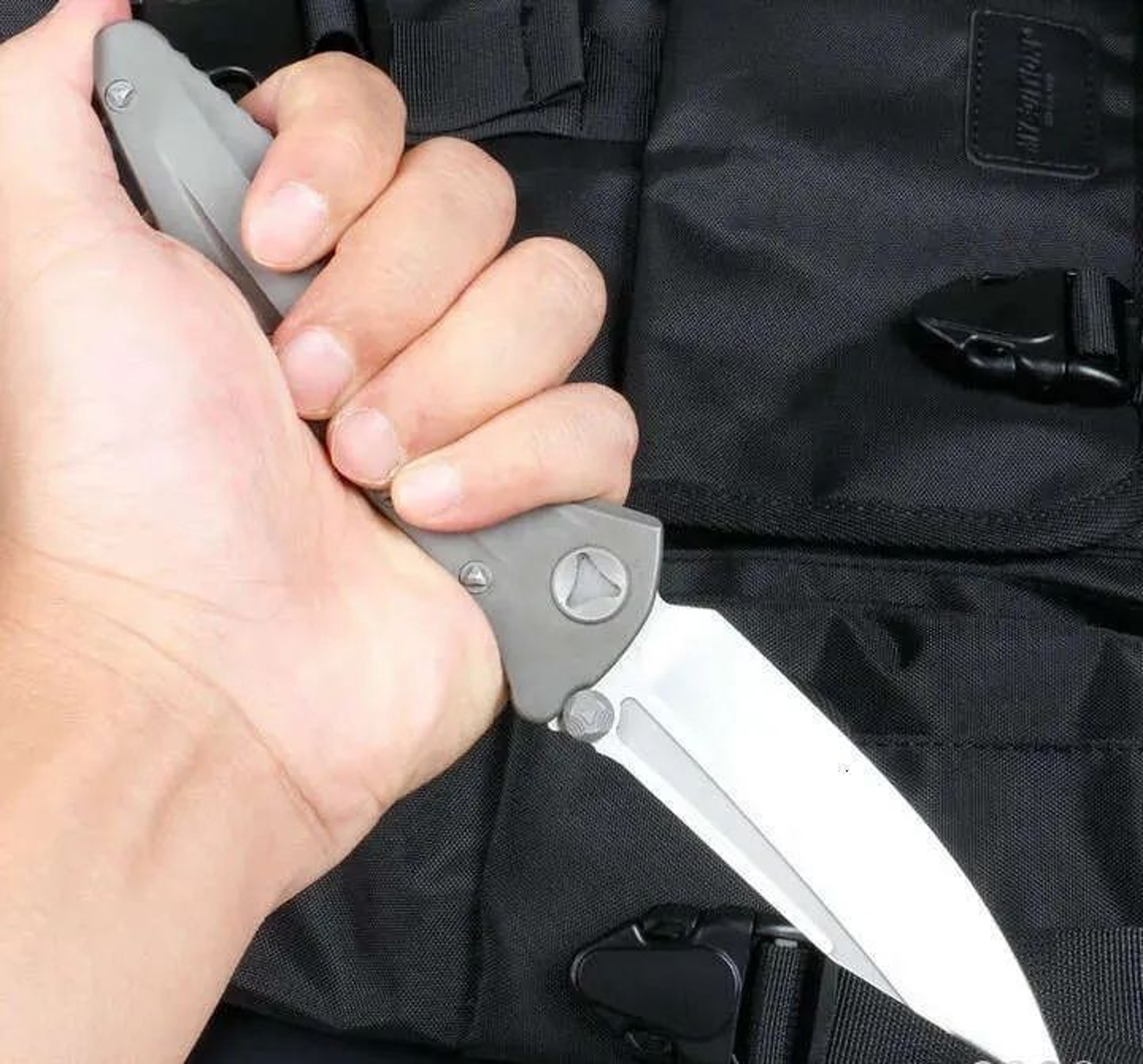 Drop Point Folding Pocket Knife With Titanium Handle And Ball Bearing Design 3