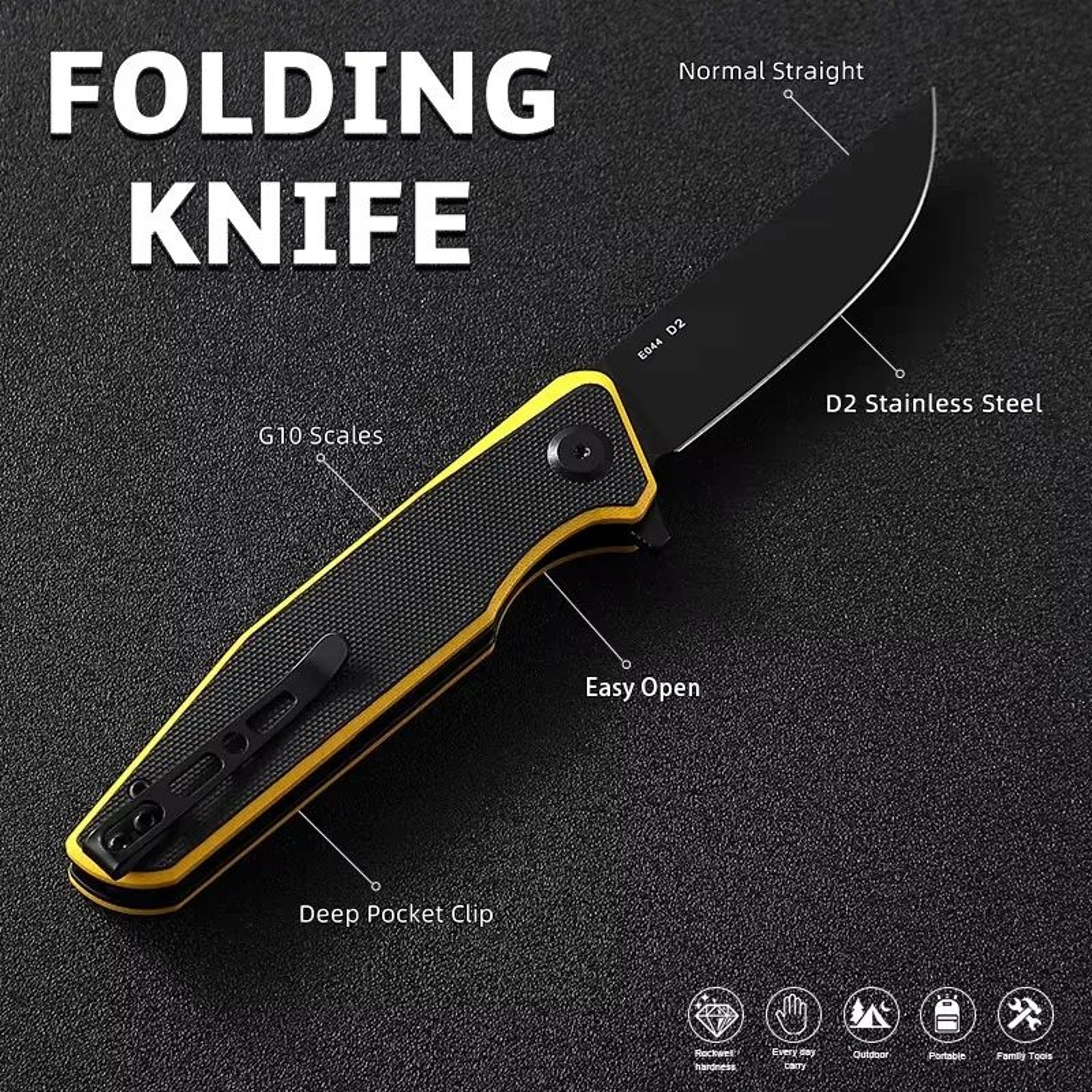 Folding Pocket Knife With Steel Blade And Handle For Camping And Outdoor Use 1