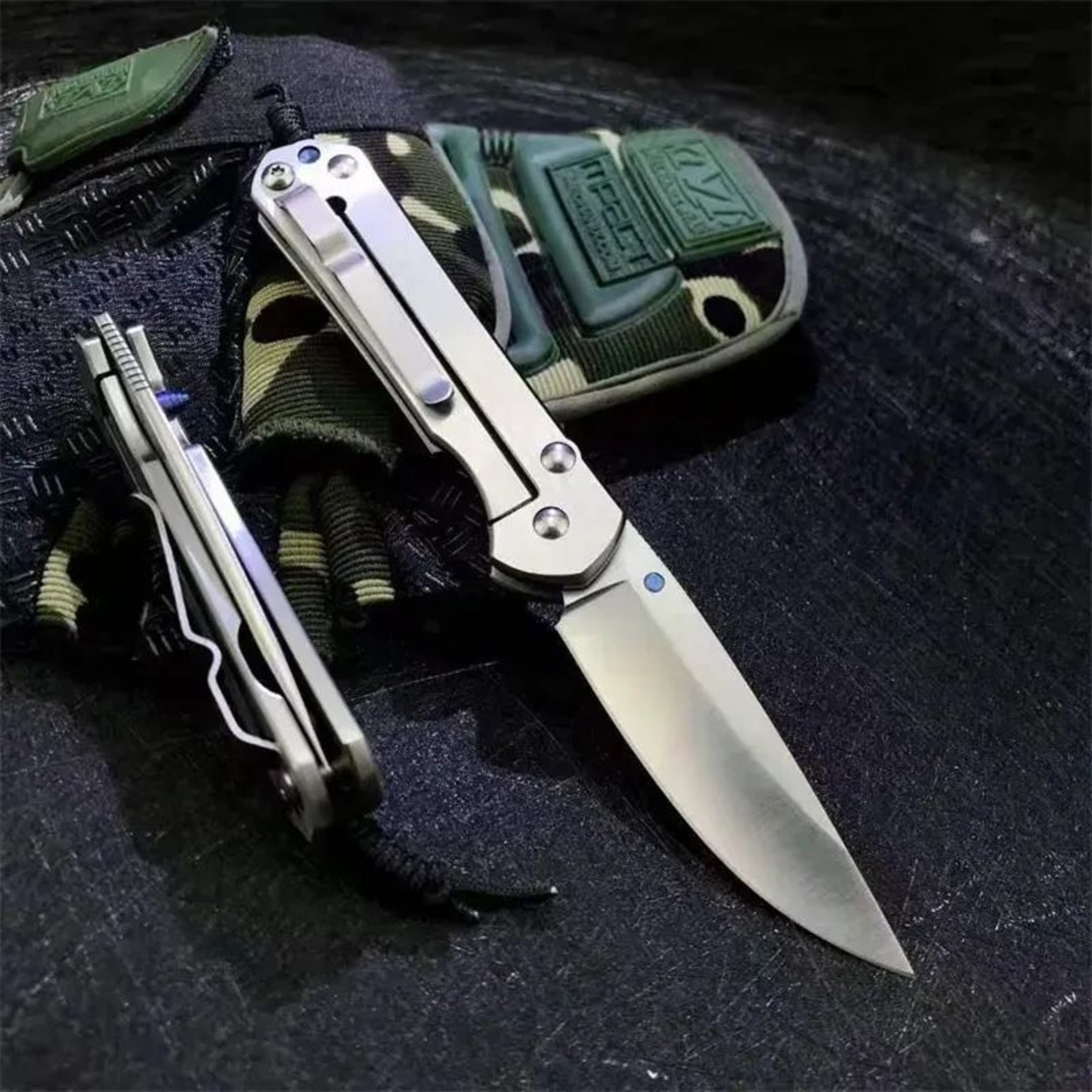 Stainless Steel Folding Pocket Knife With Stonewashed Blade For Camping And EDC 4