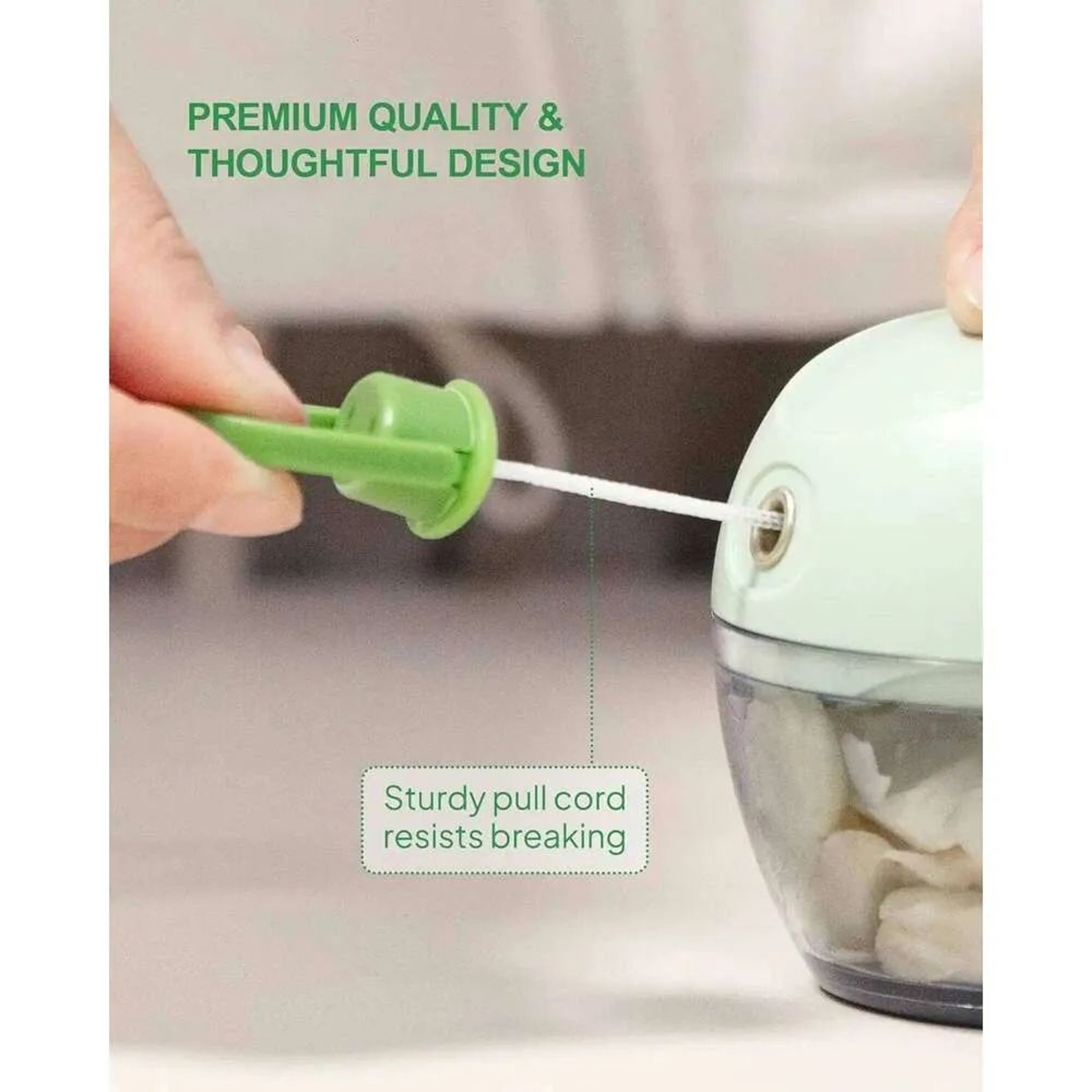 Manual Pull String Vegetable Chopper With Stainless Steel Blades And Food Container 3