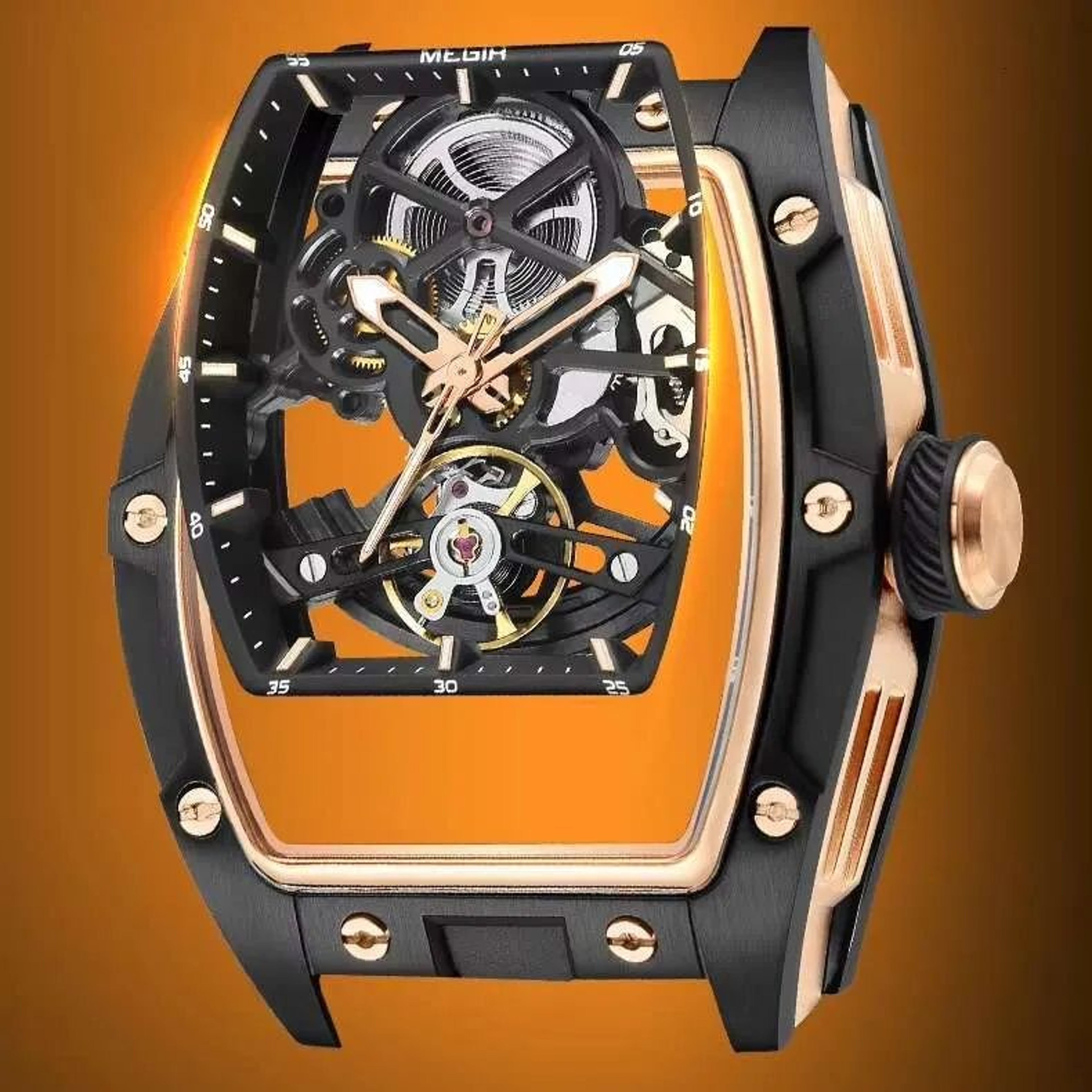 Mens Automatic Skeleton Watch With Luminous Hands And Silicone Strap 6