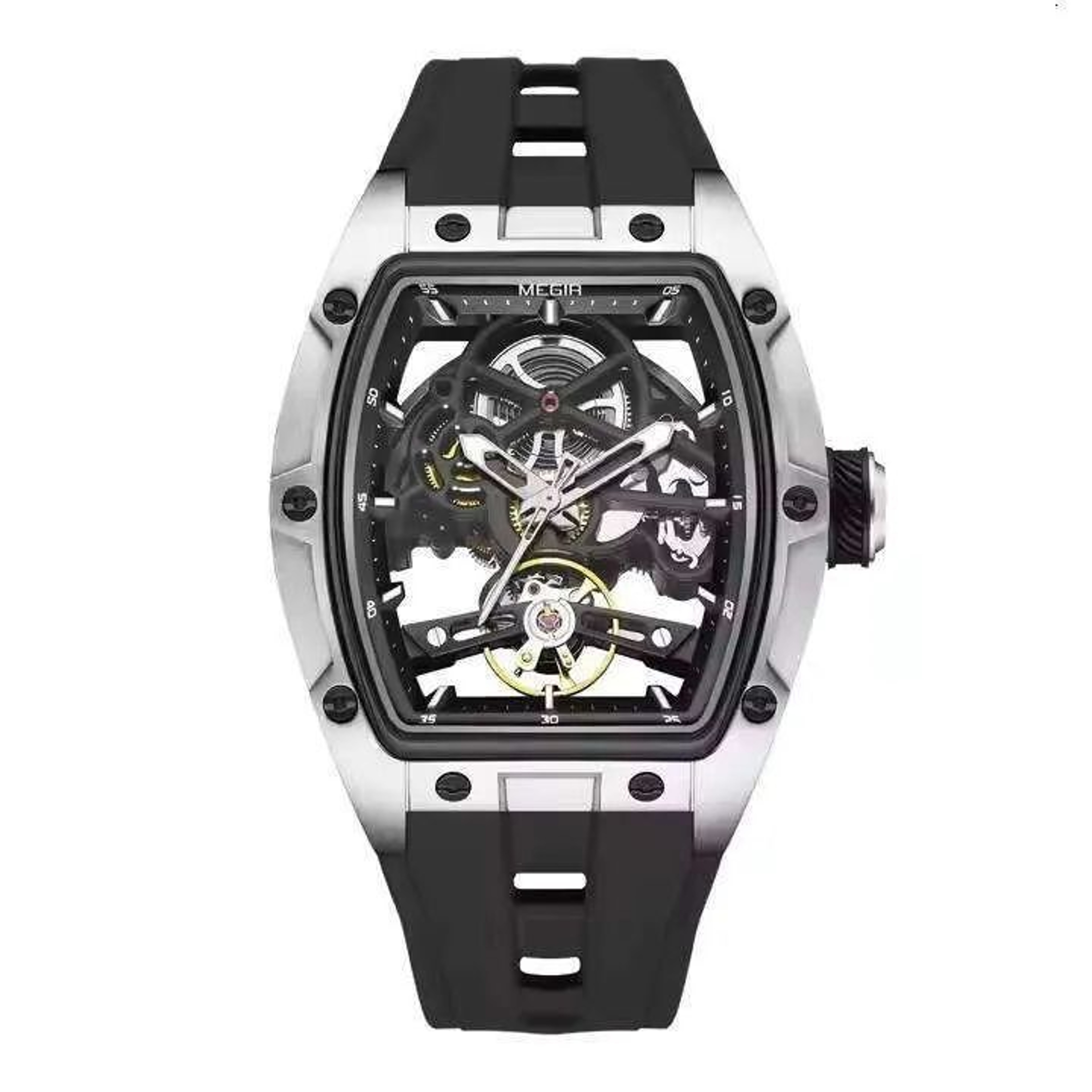 Mens Automatic Skeleton Watch With Luminous Hands And Silicone Strap 10