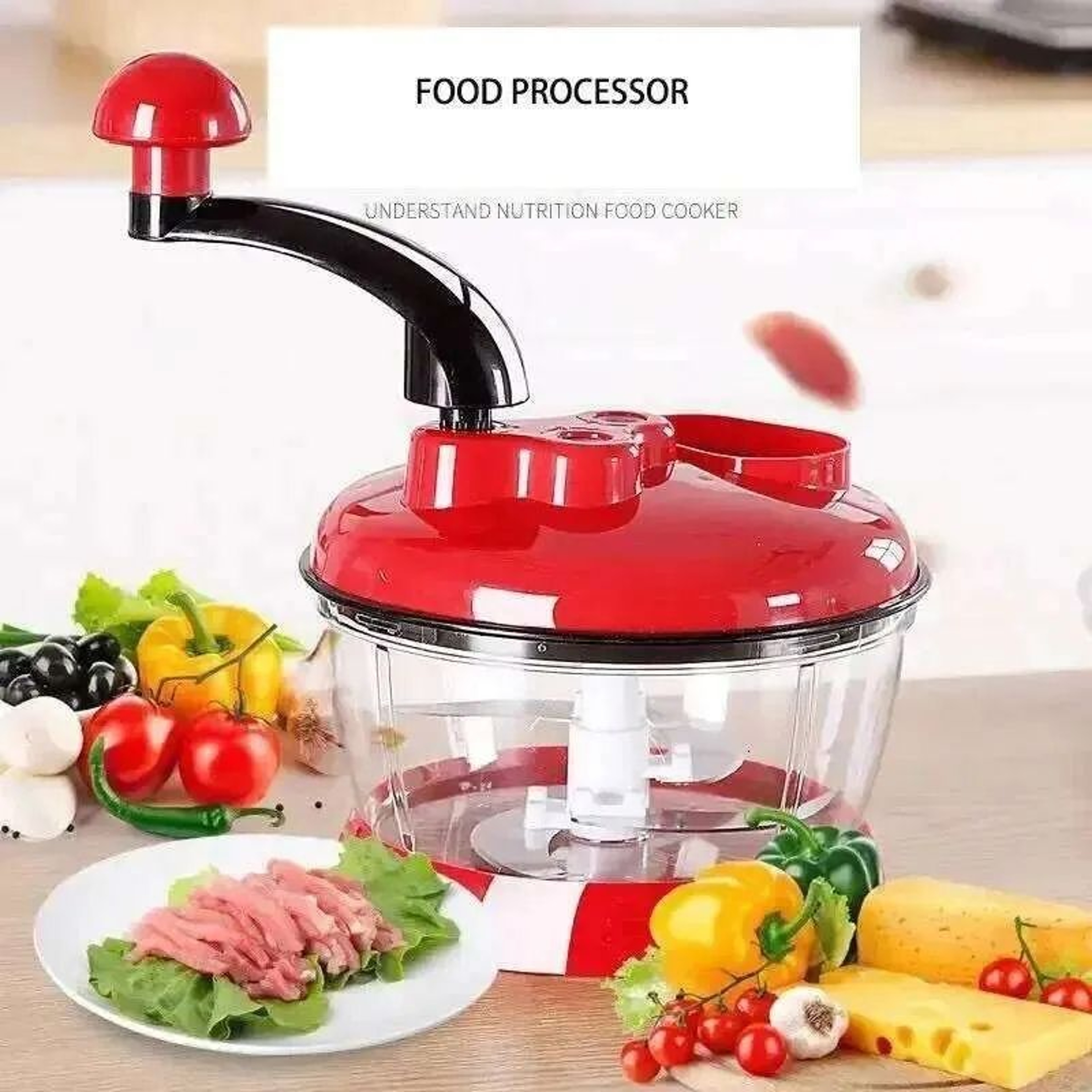 Manual Garlic Chopper And Vegetable Food Processor With Stainless Steel Blades 2