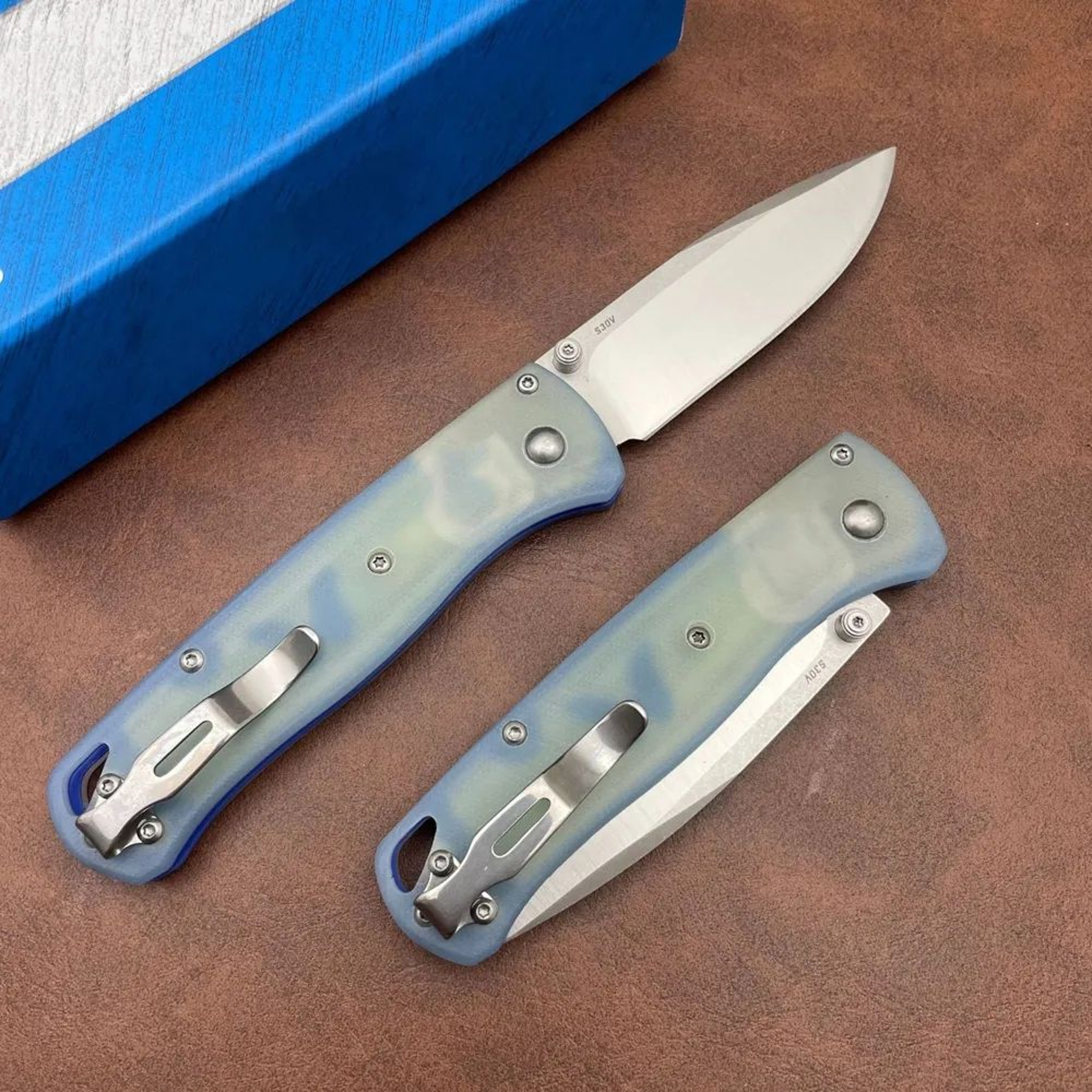 Pocket Folding Knife With Drop Point Blade And Jade Handle 3