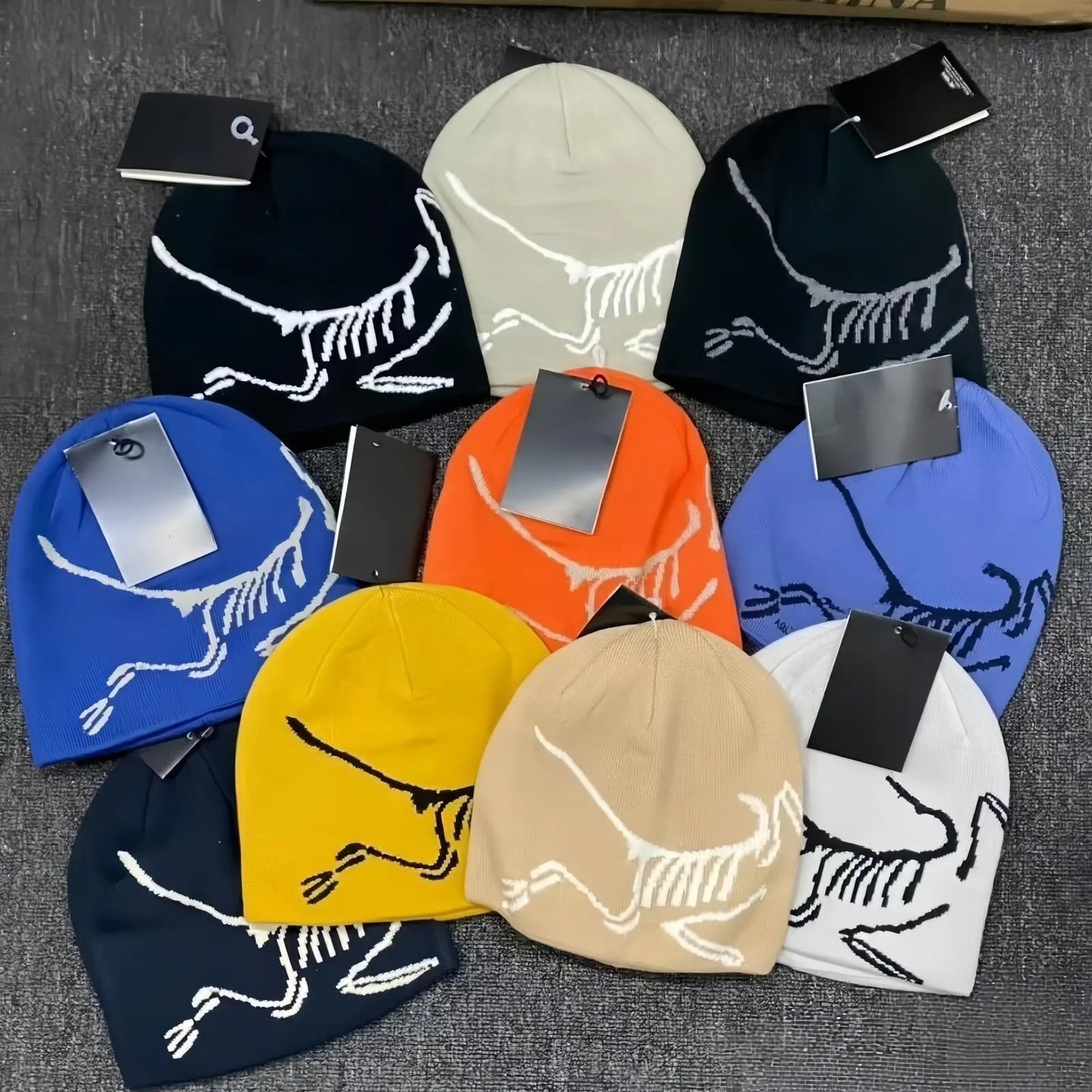 Skeleton Jacquard Knit Beanie Hat Soft Cuffed Winter Skull Cap 0
