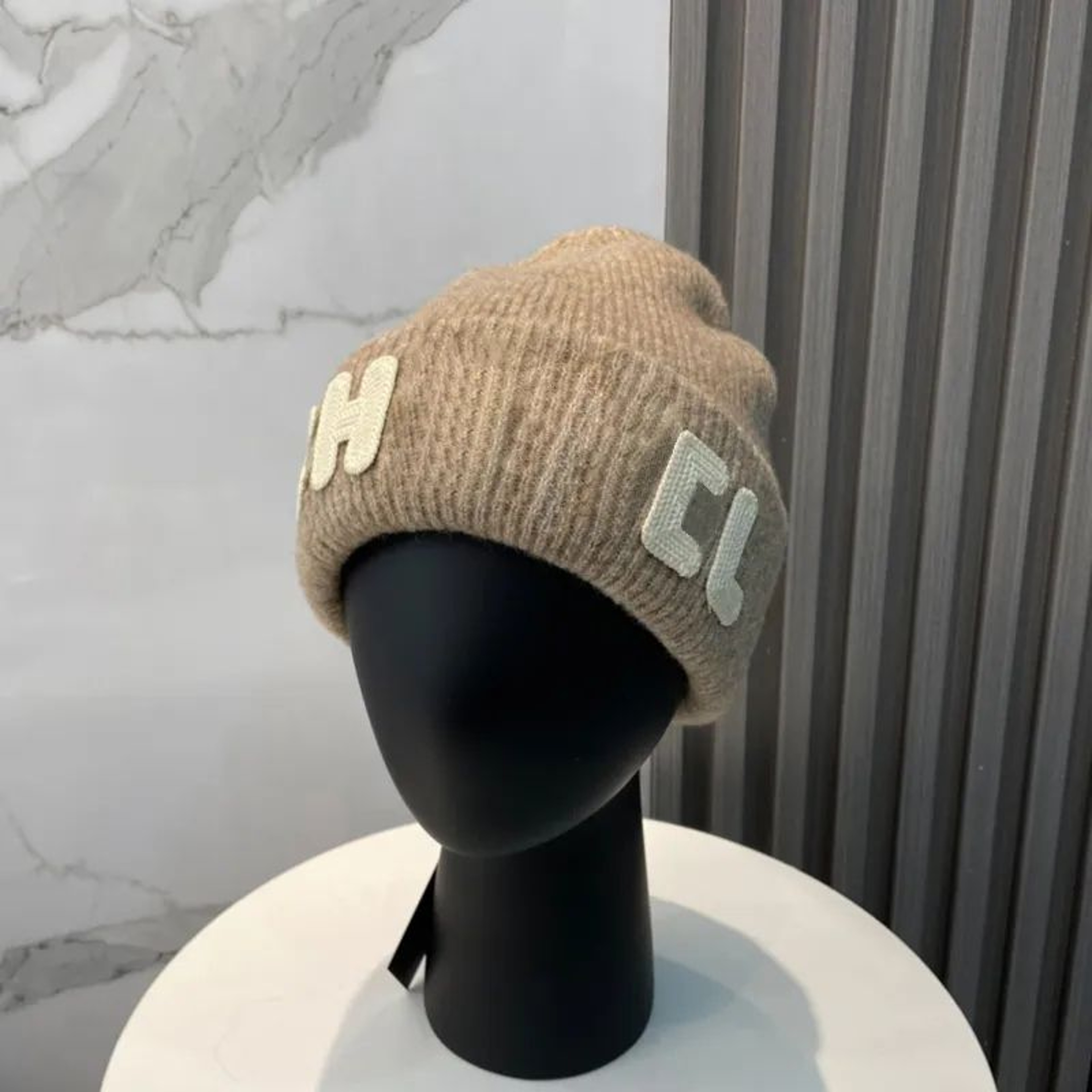 Unisex Wool Blend Beanie Hat With Double Letter Design For Fall And Winter 4