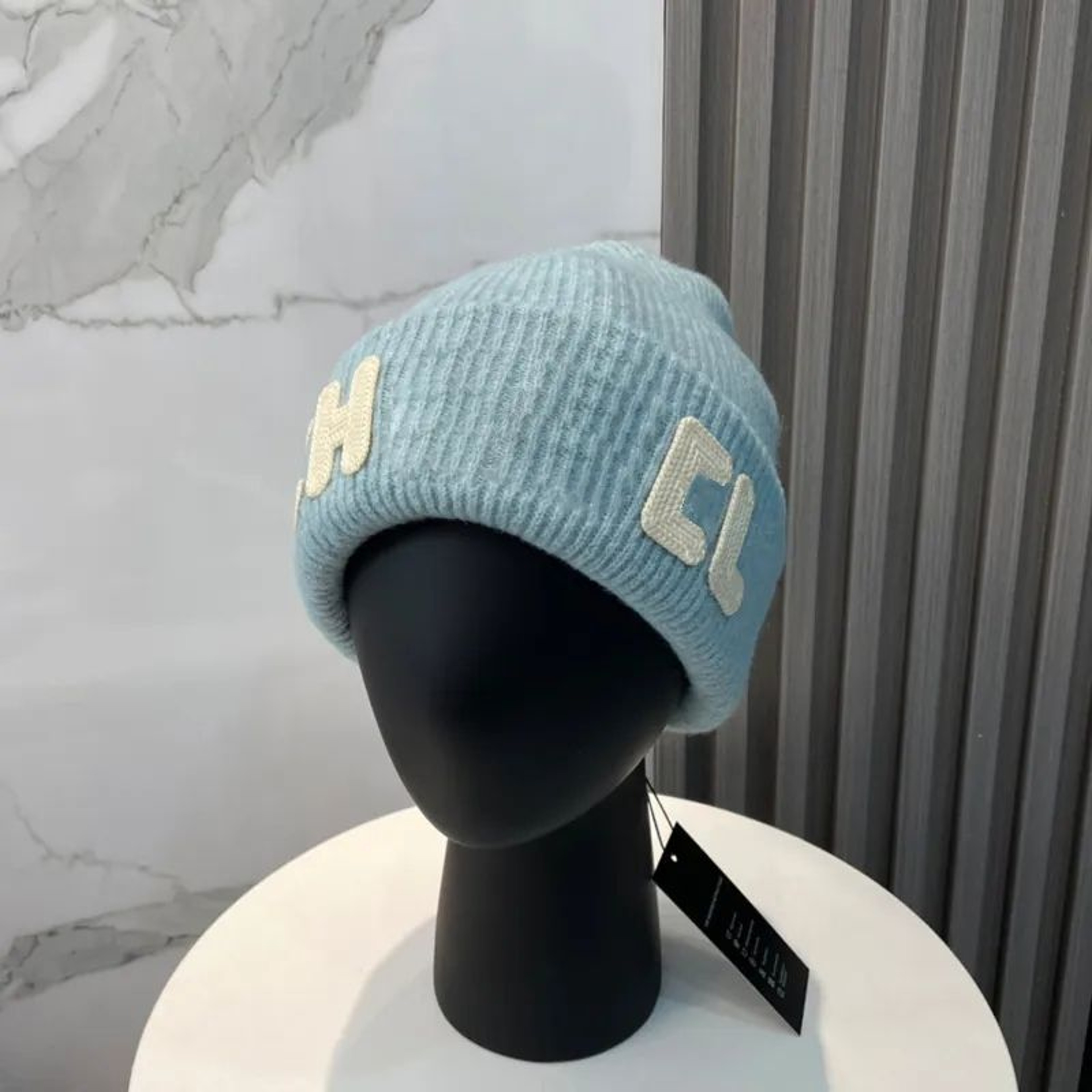 Unisex Wool Blend Beanie Hat With Double Letter Design For Fall And Winter 3