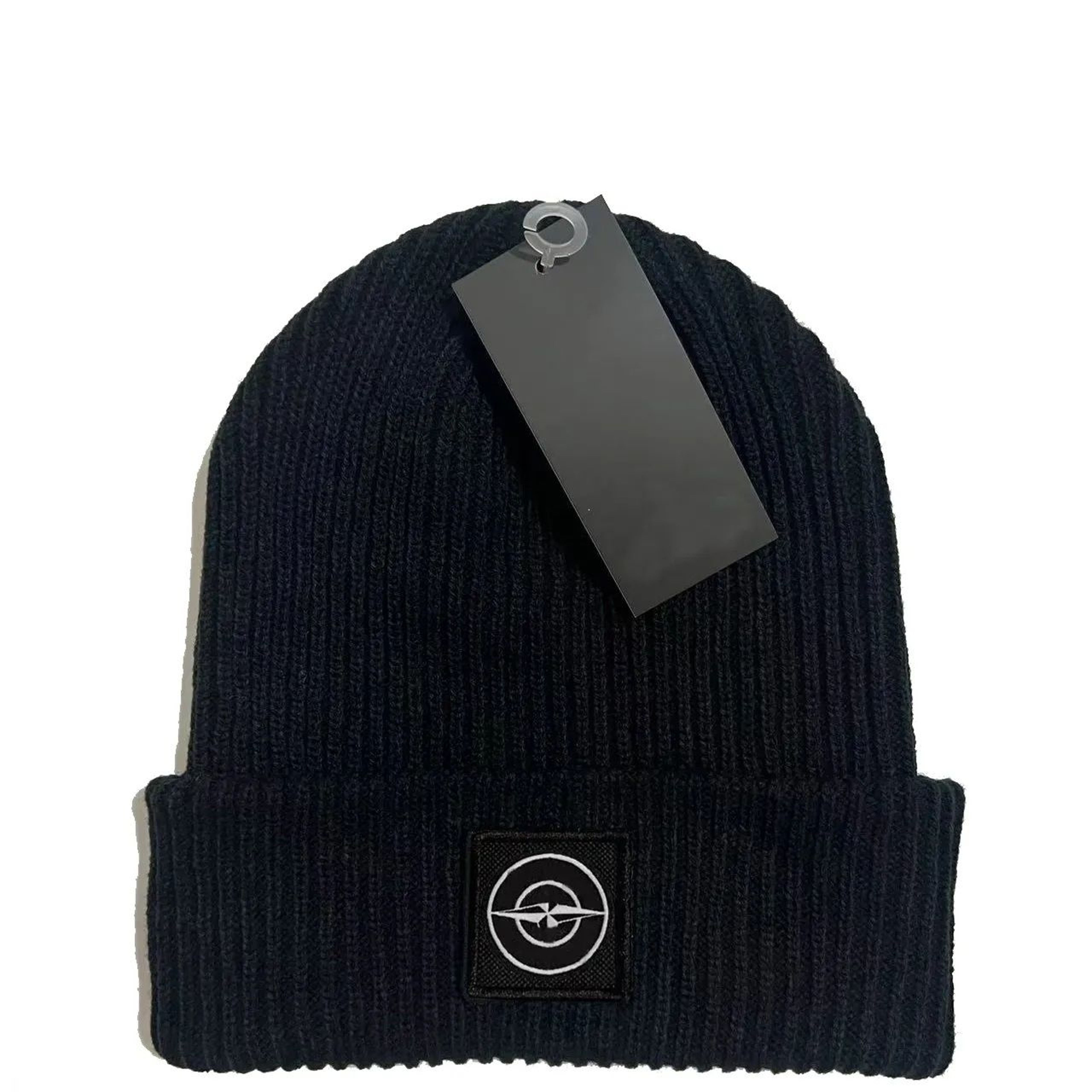 Ribbed Knit Winter Beanie Hat With Compass Patch For Men And Women 1