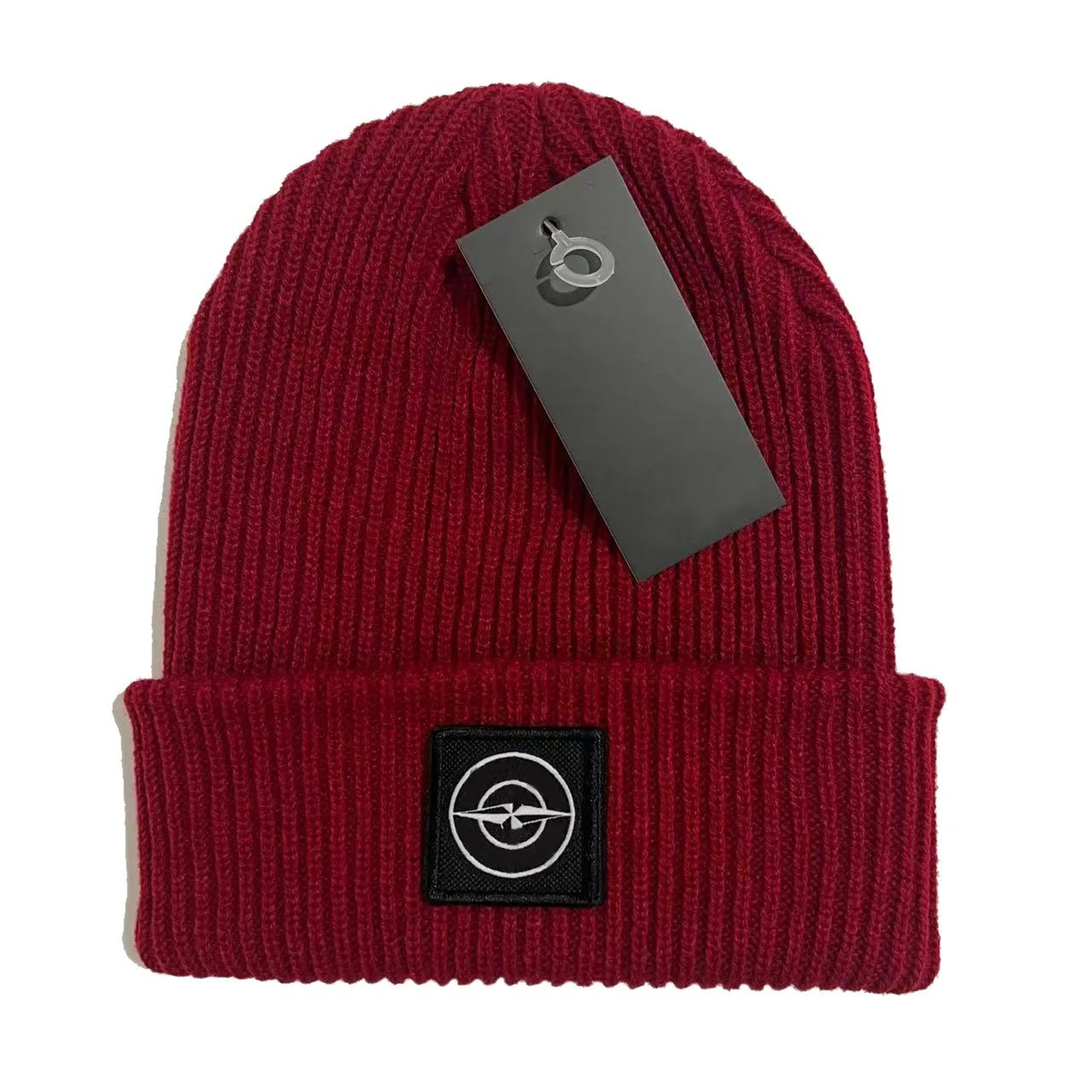 Ribbed Knit Winter Beanie Hat With Compass Patch For Men And Women 7