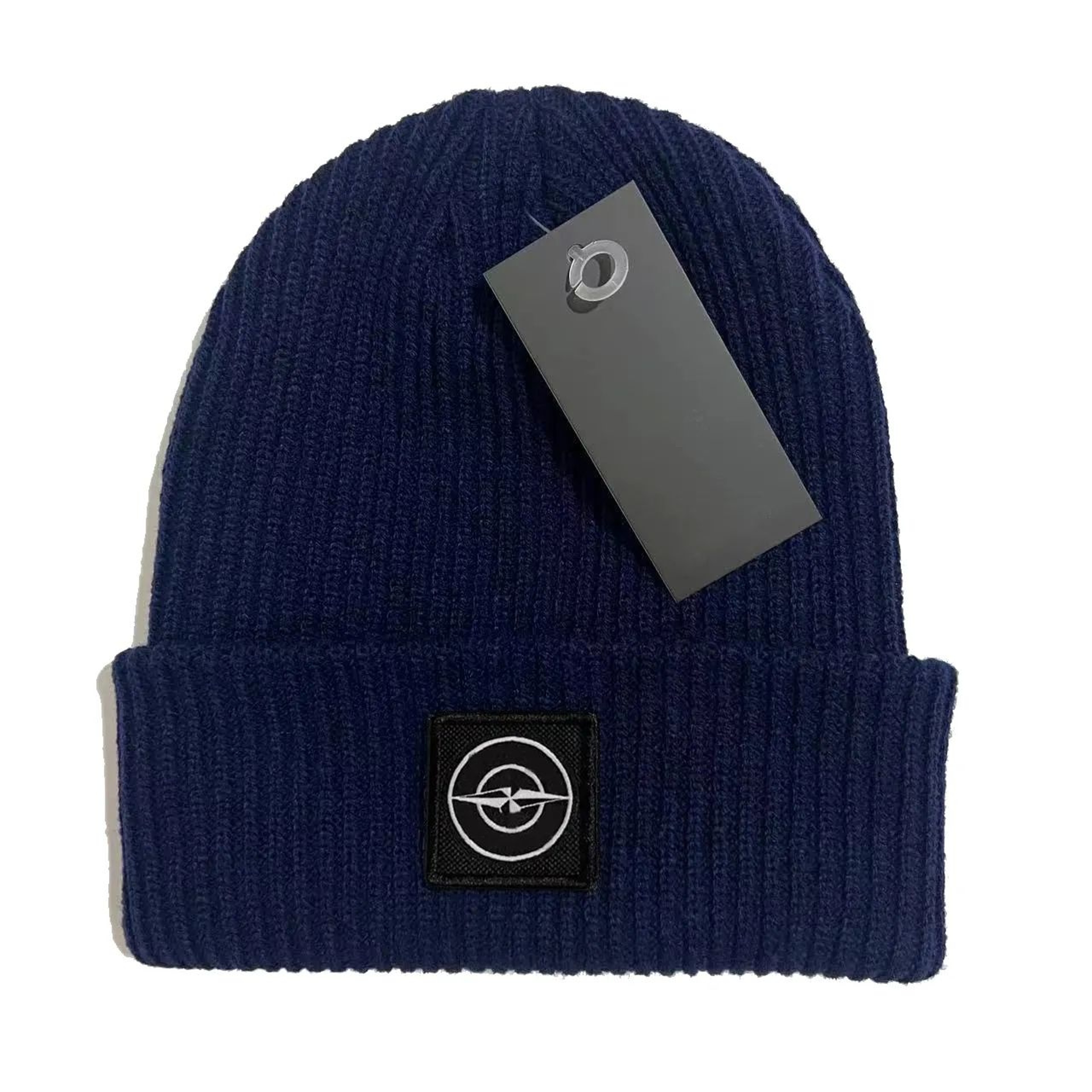 Ribbed Knit Winter Beanie Hat With Compass Patch For Men And Women 4