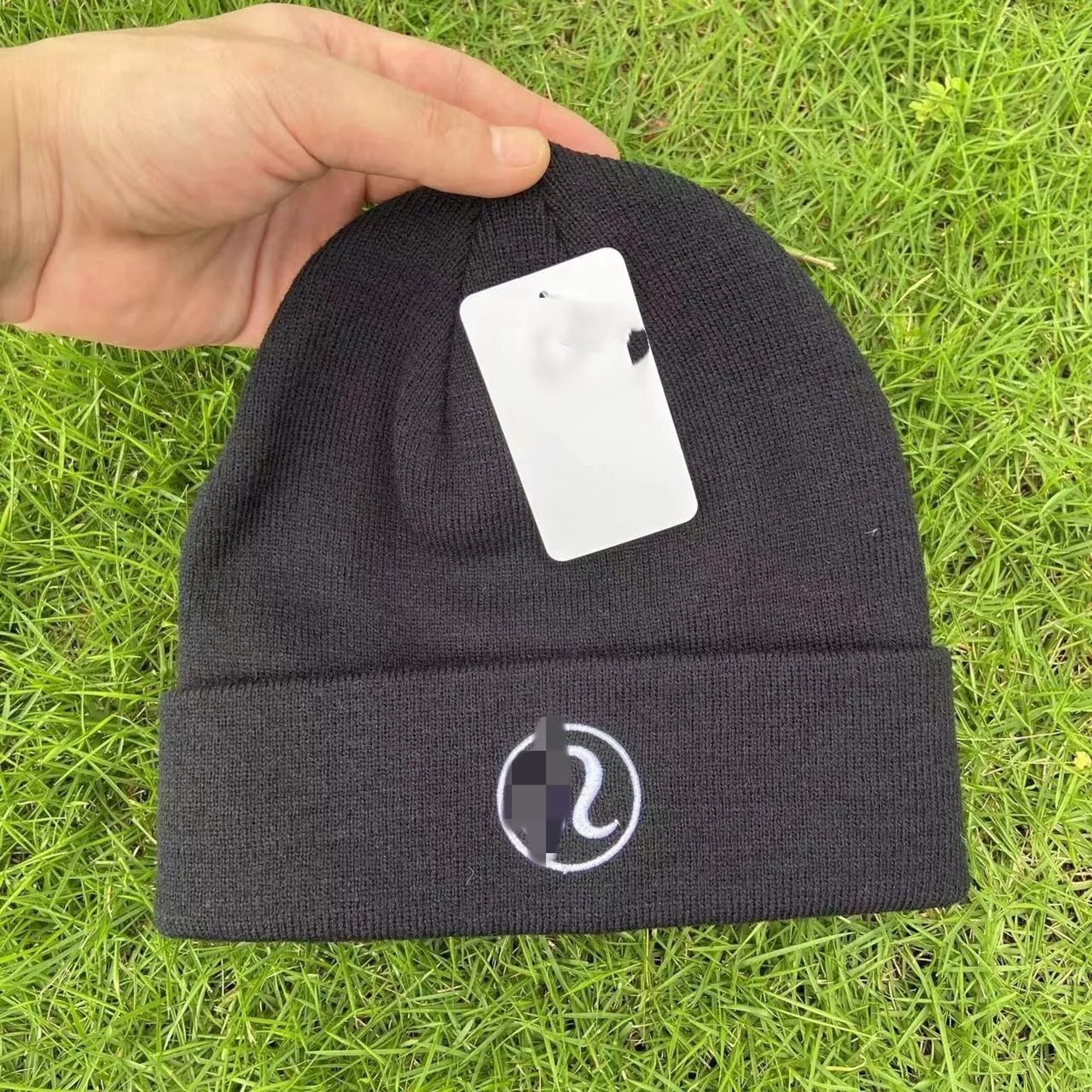 Unisex Acrylic Knit Beanie Hat With Embroidered Geometric Design For Fall And Winter 0