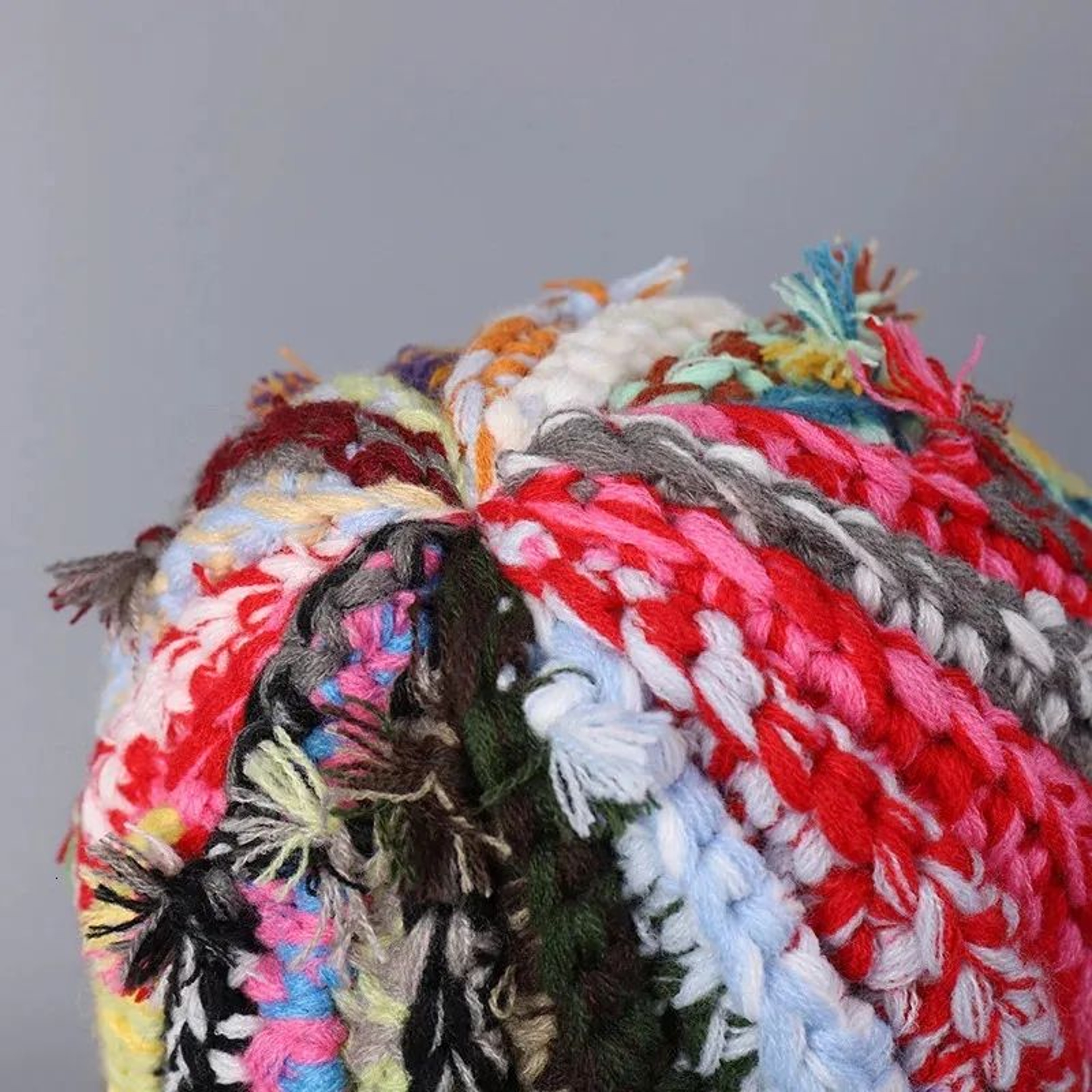 Handmade Wool Beanie Hat With Multi Strand Twist Knit And Mixed Colors 5