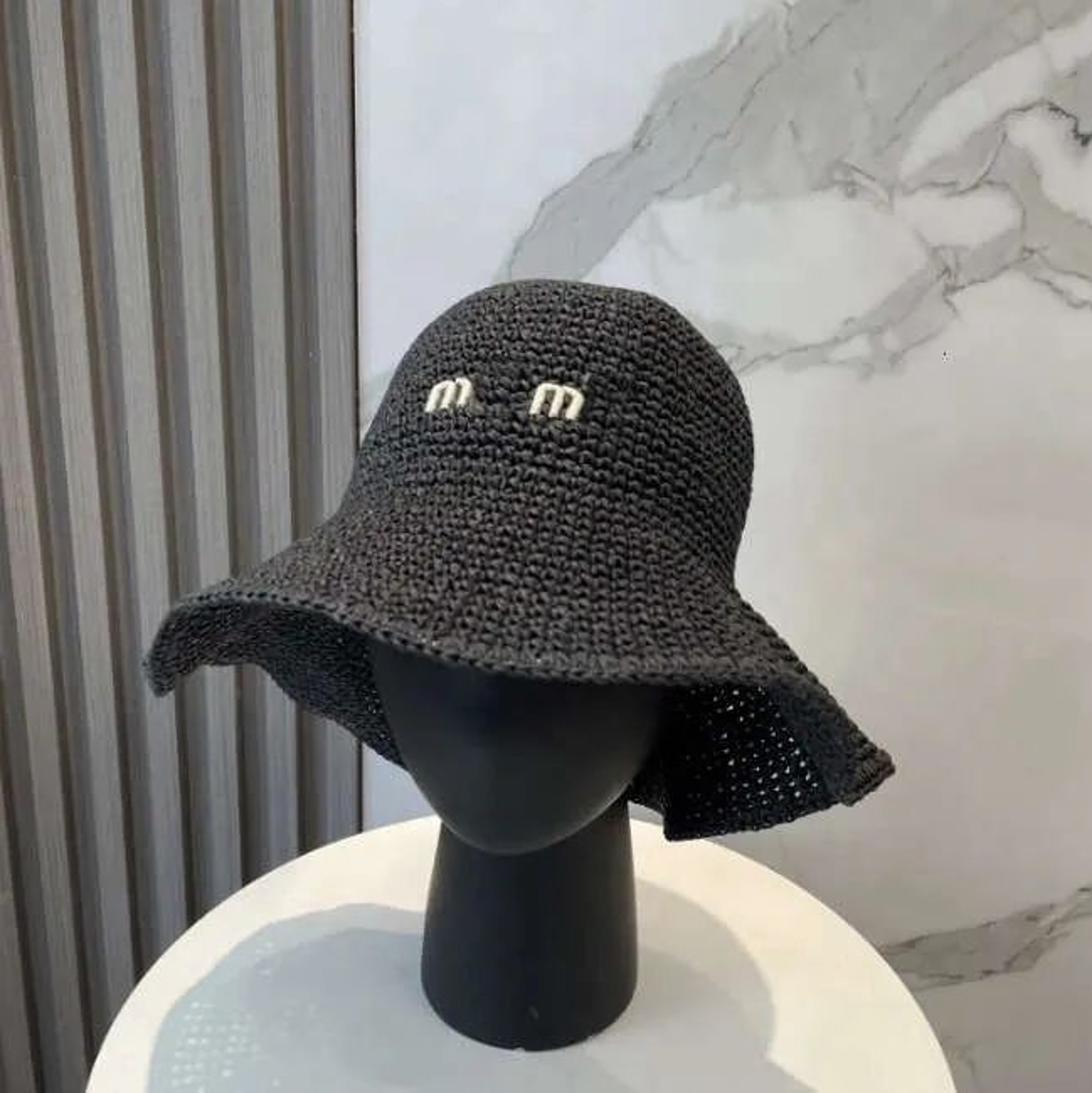Womens Wide Brim Straw Style Bucket Hat With Letter Print For Beach And Summer 1