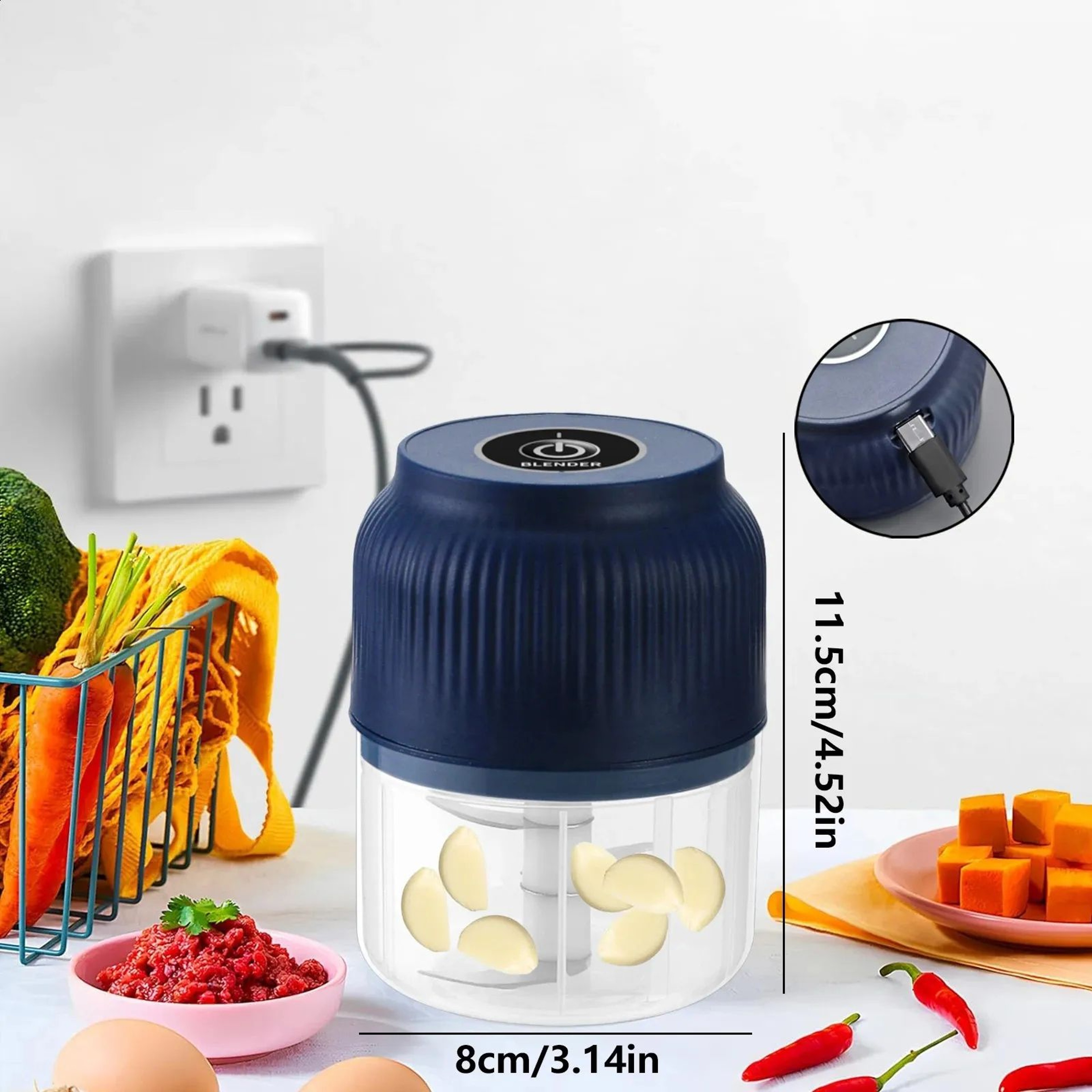 Electric Mini Garlic Chopper USB Rechargeable Food Grinder For Vegetables 6