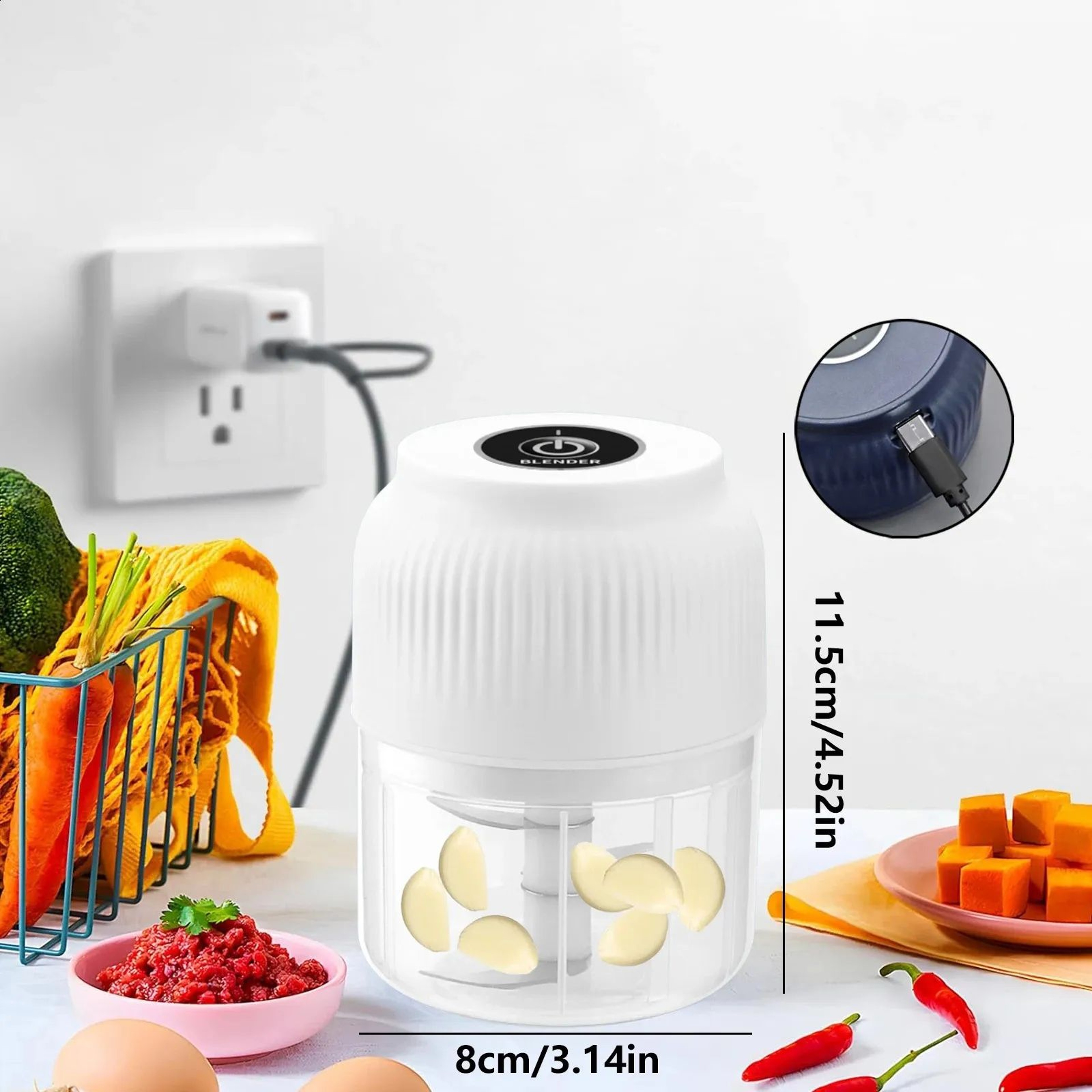 Electric Mini Garlic Chopper USB Rechargeable Food Grinder For Vegetables 7