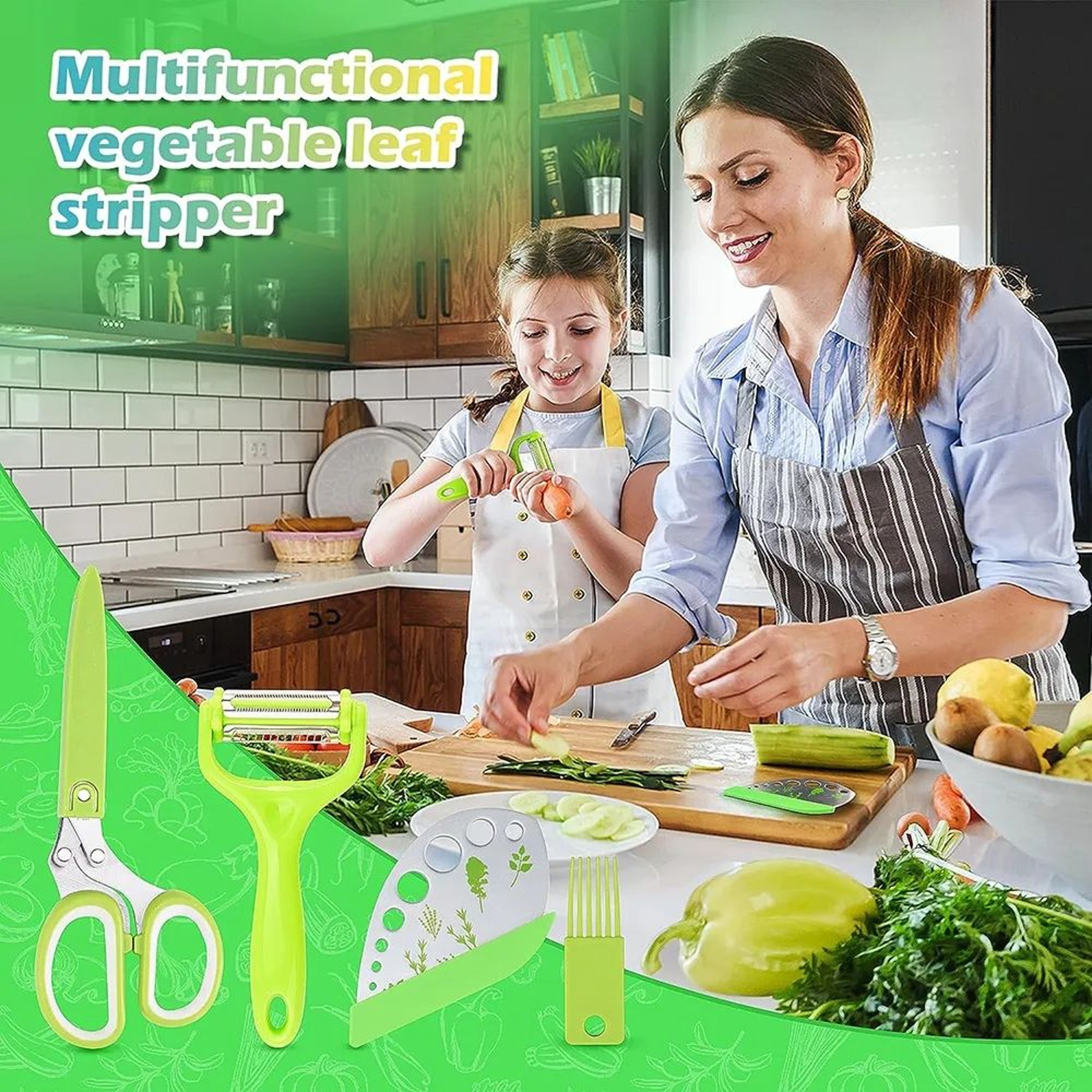 Blade Herb Scissors Stainless Steel Kitchen Shears With Protective Cover 2