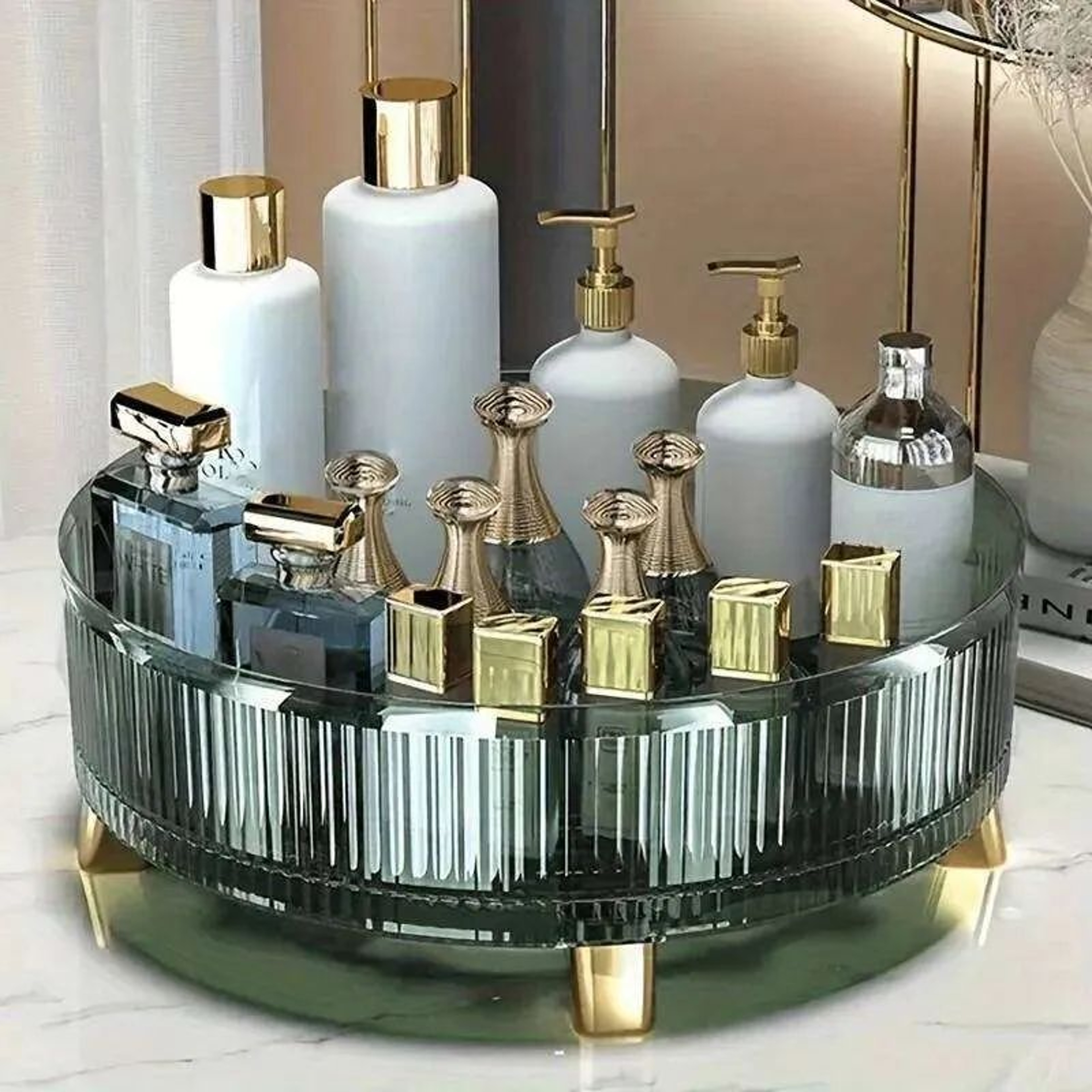 Rotating Makeup Organizer With Large Capacity For Cosmetics And Perfume 0