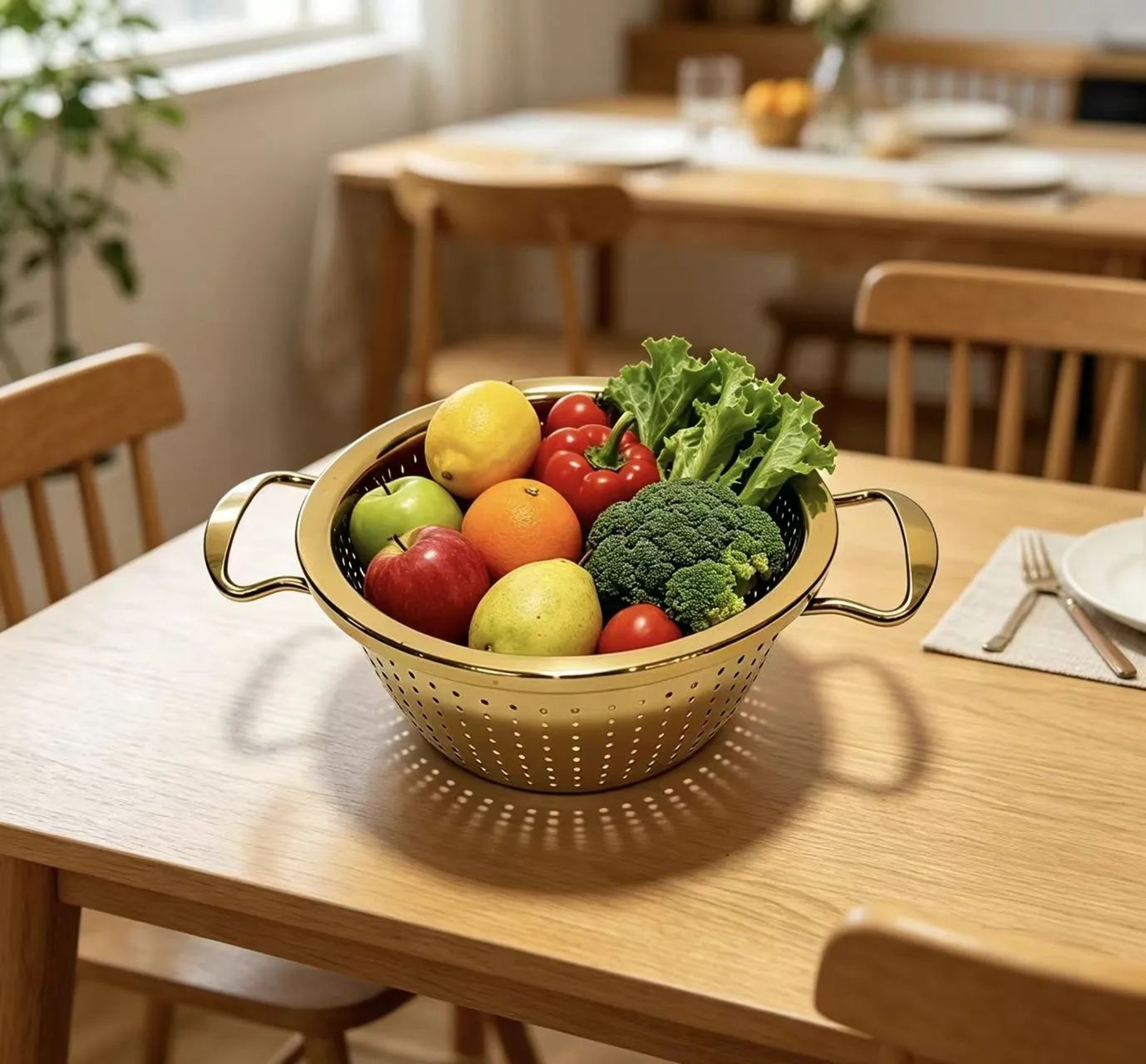 Stainless Steel Fruit Basket With Double Handles For Kitchen Countertop Storage 3