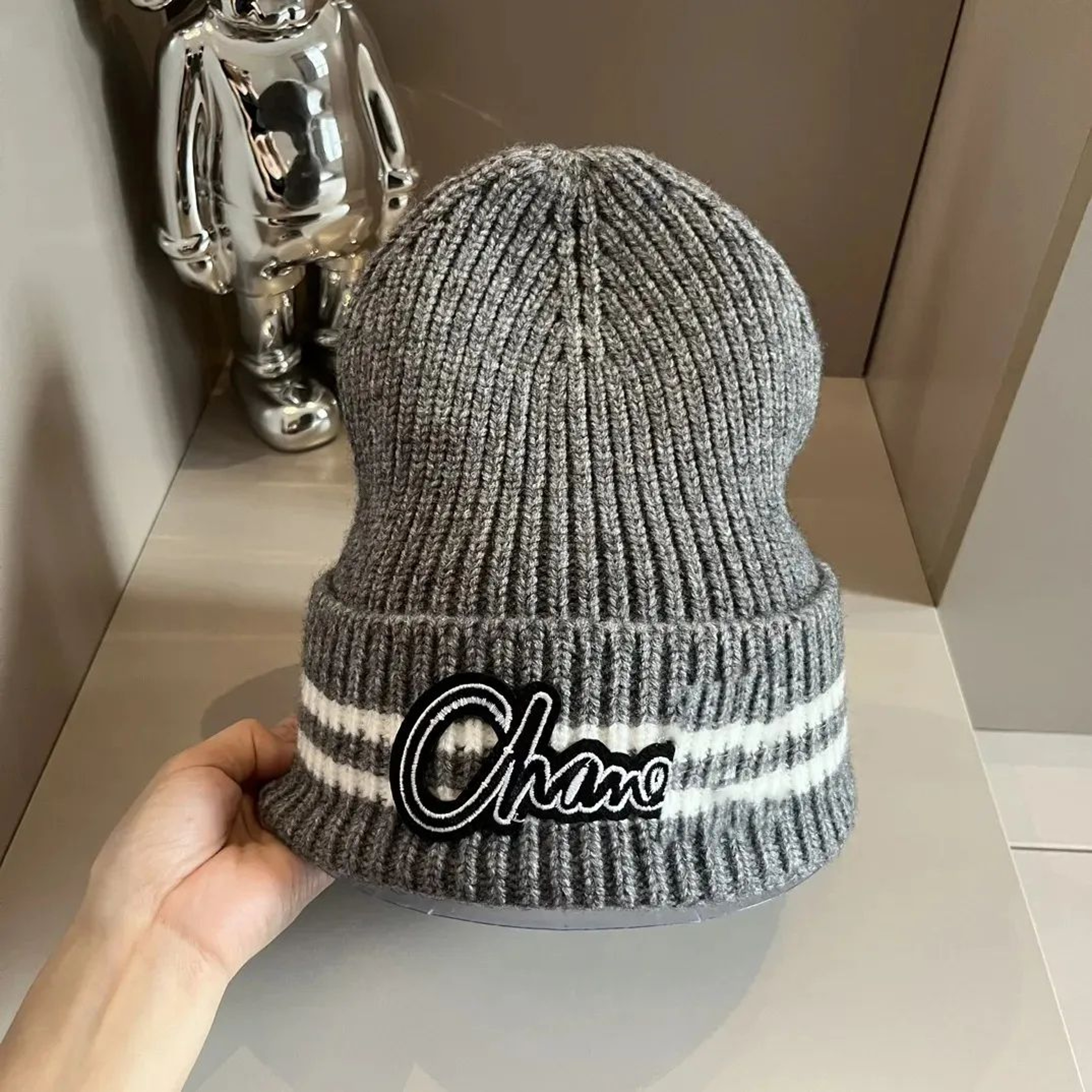 Unisex Knitted Beanie Hat With Letter Print For Casual Winter Streetwear 2