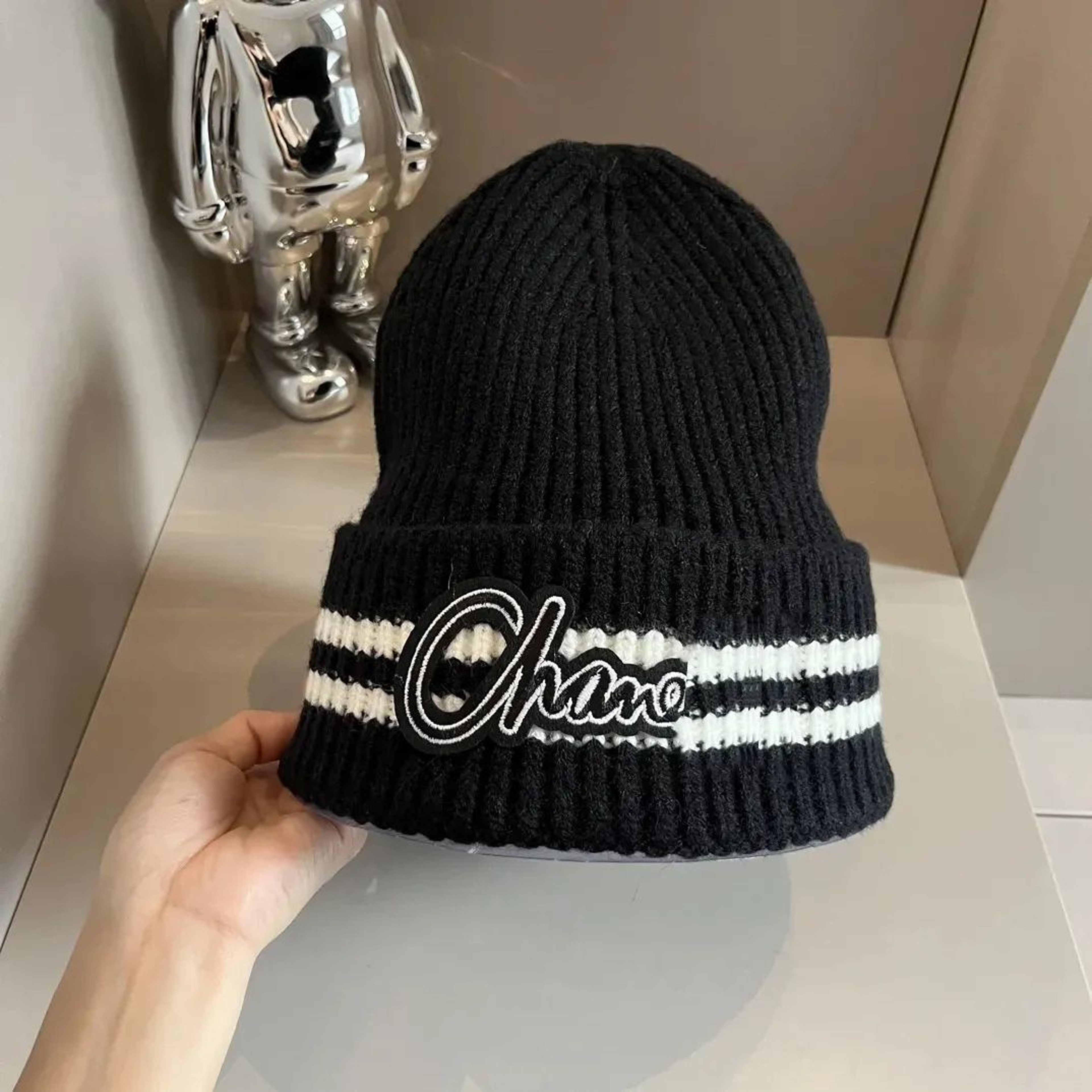 Unisex Knitted Beanie Hat With Letter Print For Casual Winter Streetwear 0