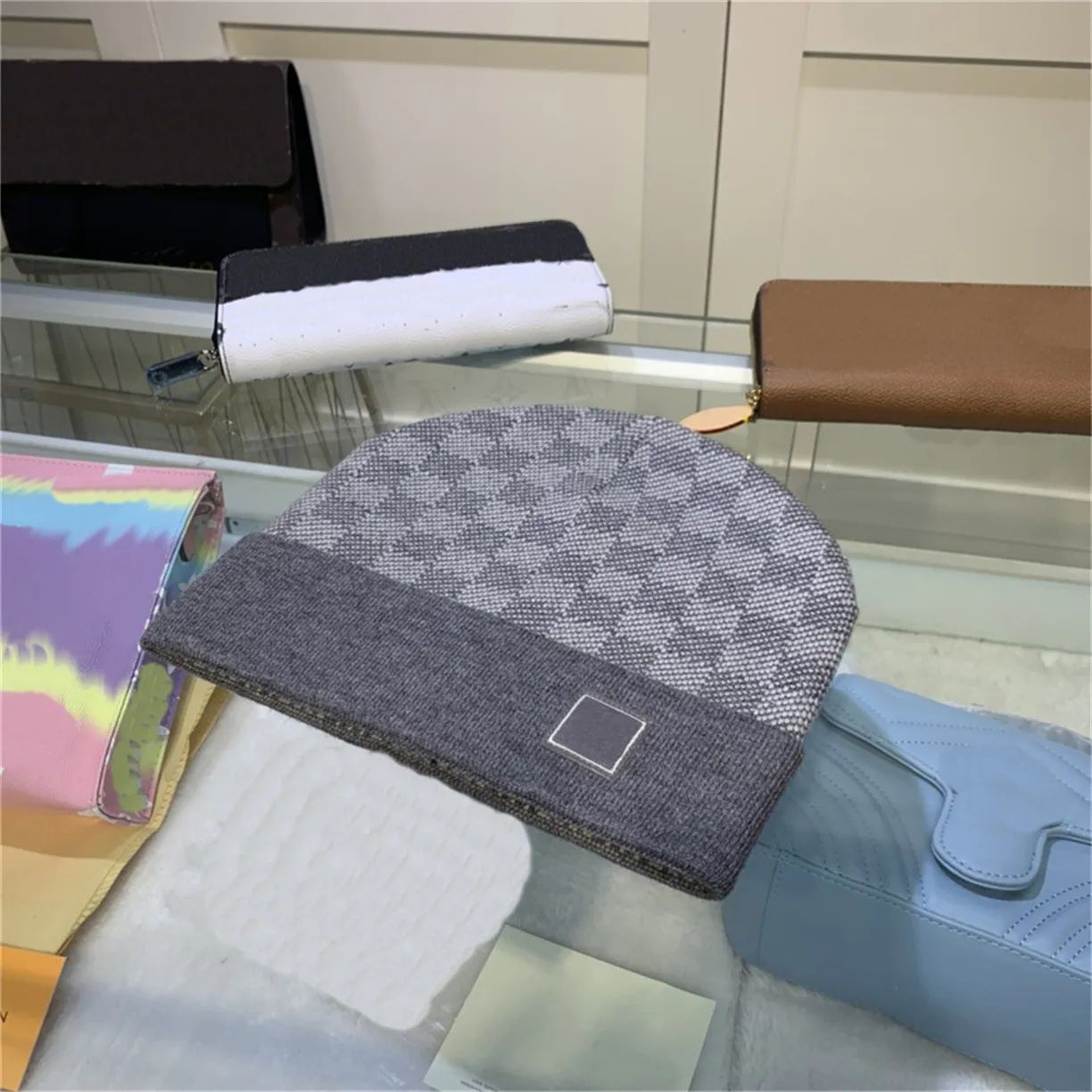 Winter Beanie Hat With Solid Color Design And Flat Top Fitted Style 3