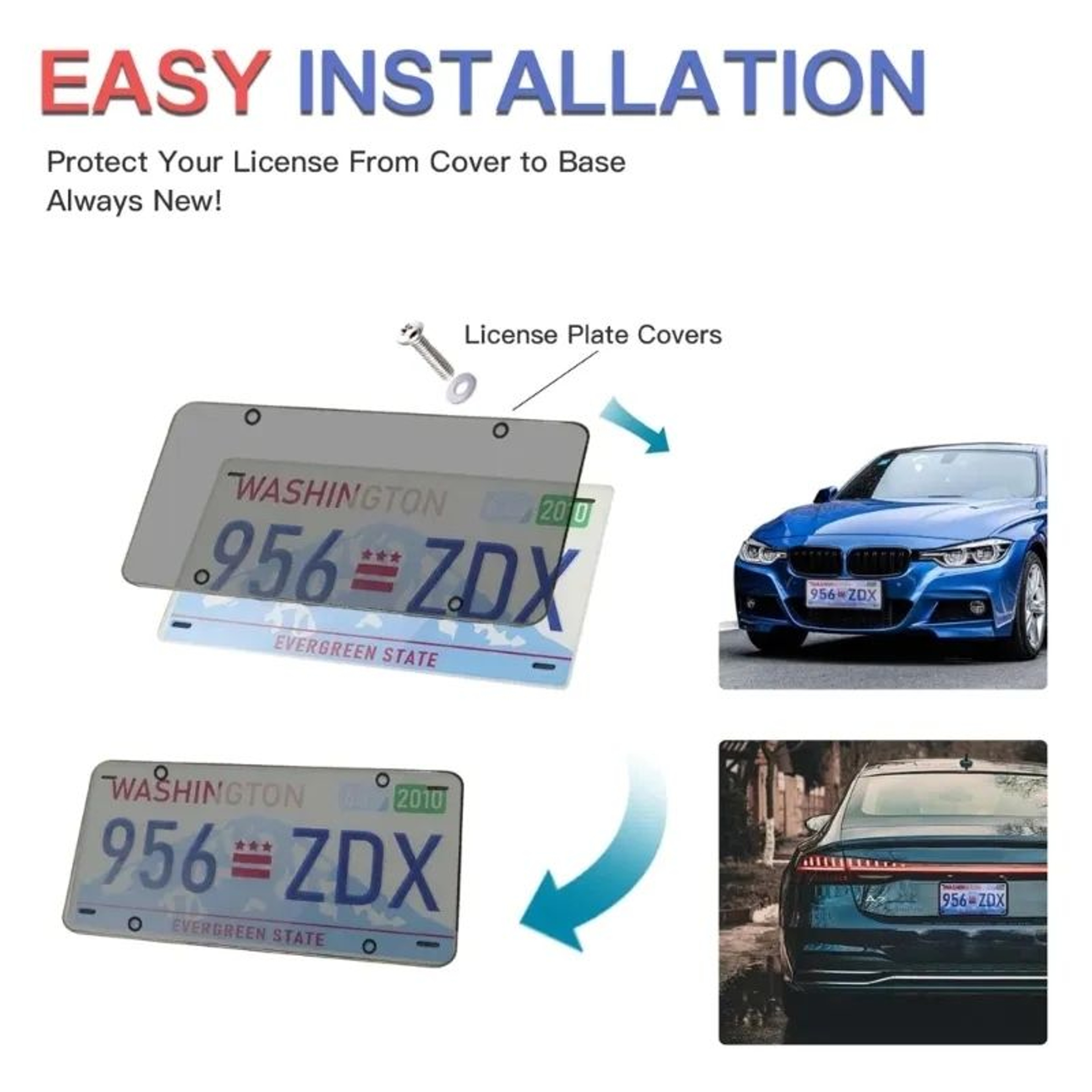 Protective License Plate Cover With Shatter Resistant Plastic And UV Protection 2