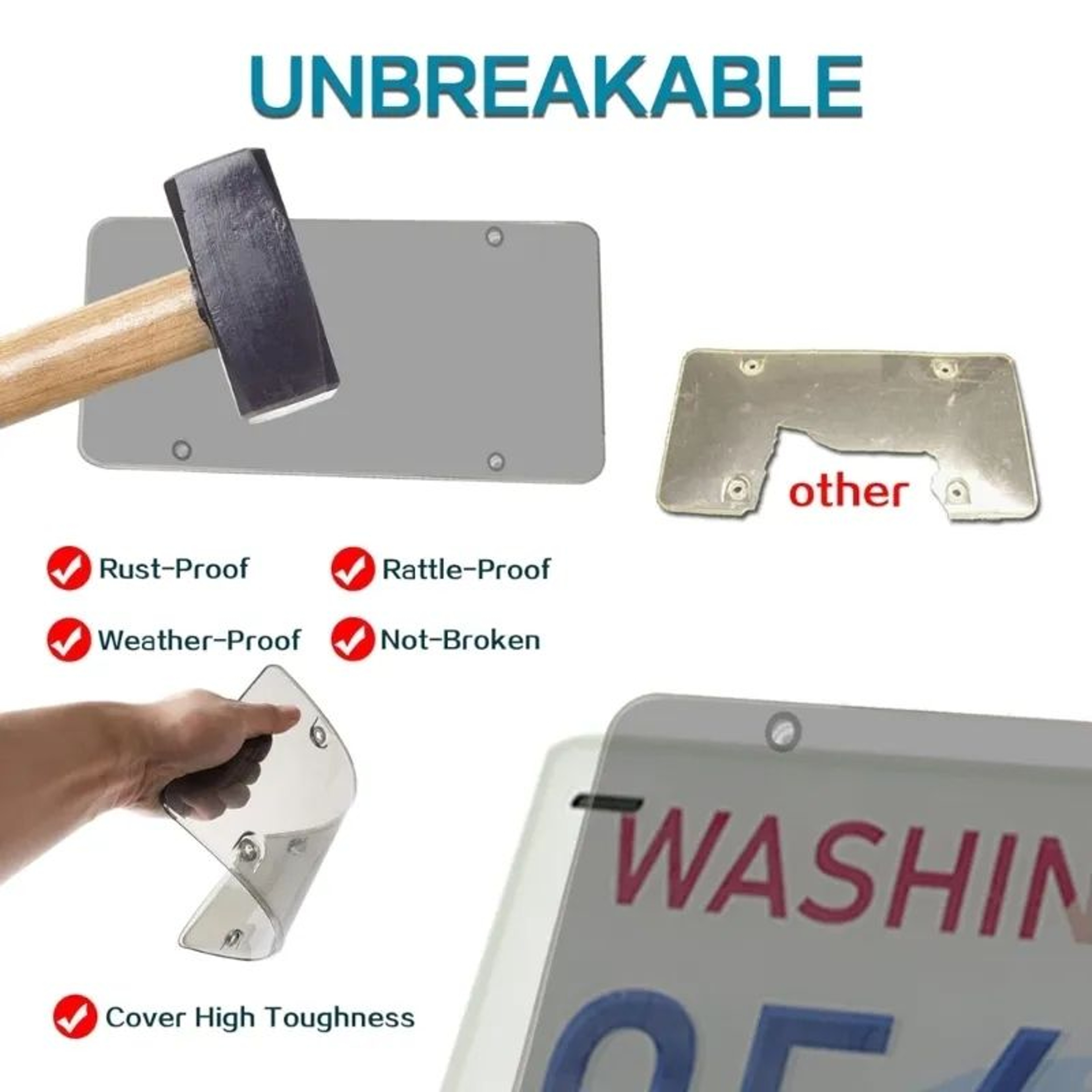 Protective License Plate Cover With Shatter Resistant Plastic And UV Protection 3
