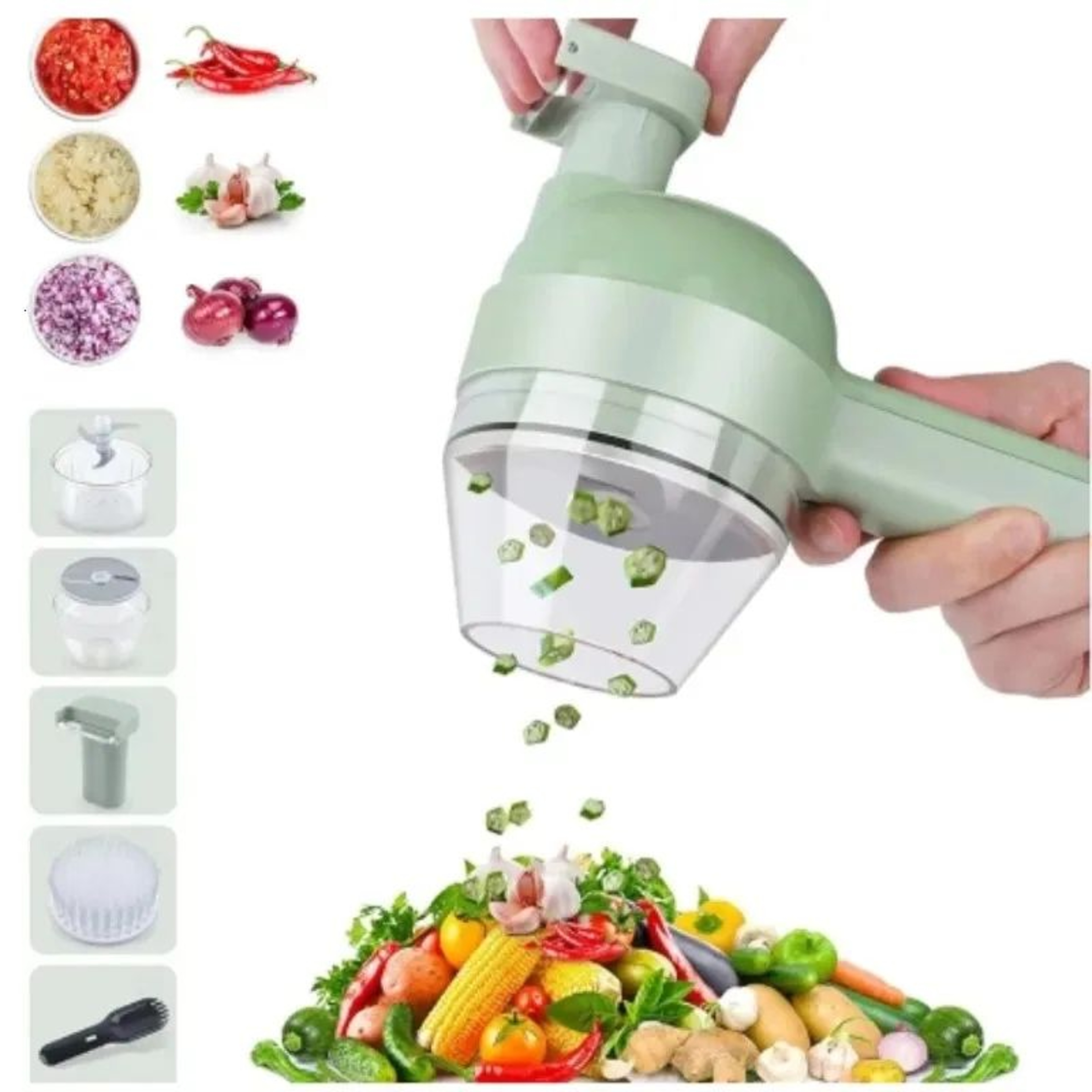 Electric Vegetable Chopper With Stainless Steel Blades For Fruits Vegetables And Meat 2