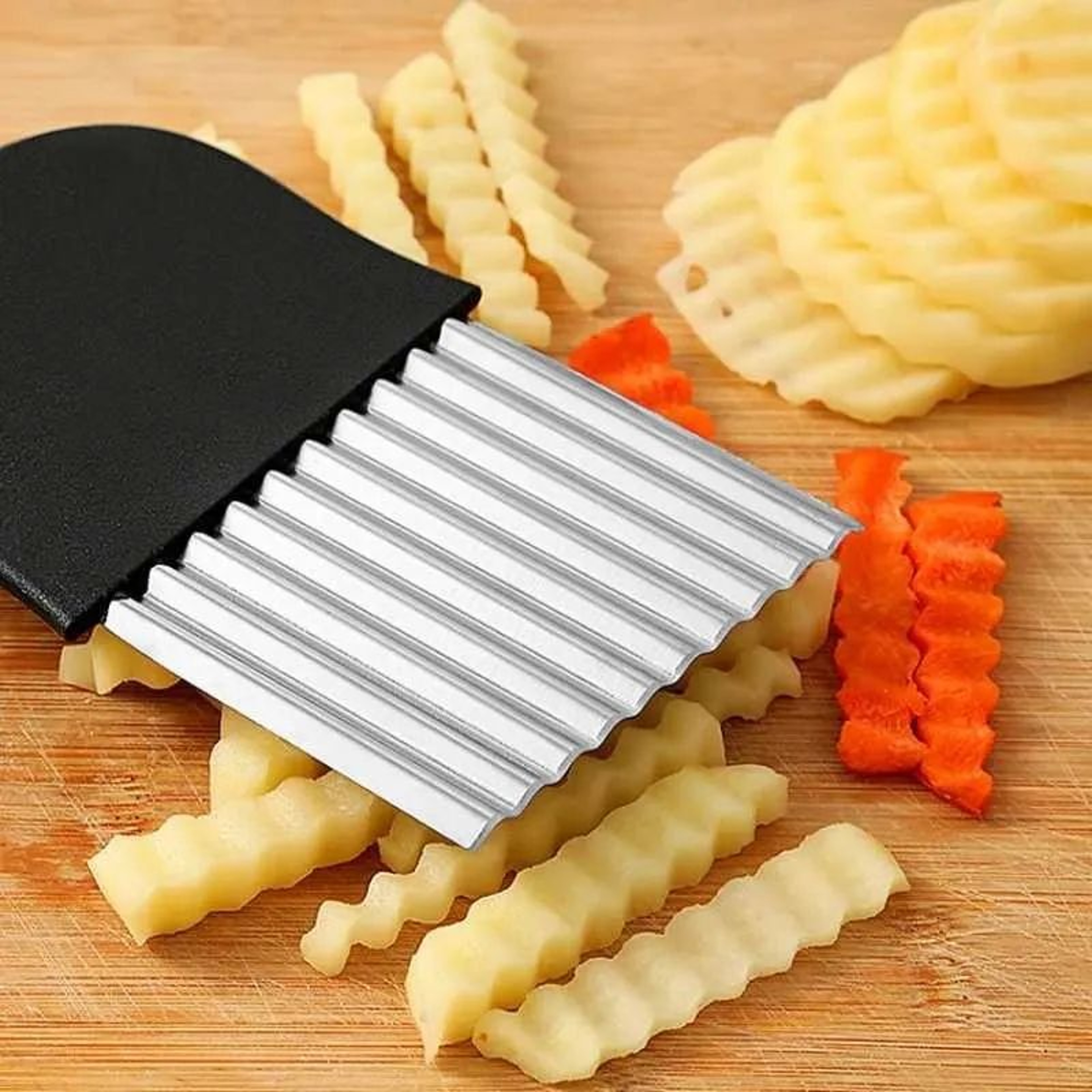 Stainless Steel Crinkle Cutter For Wavy French Fries And Vegetable Slicing 2