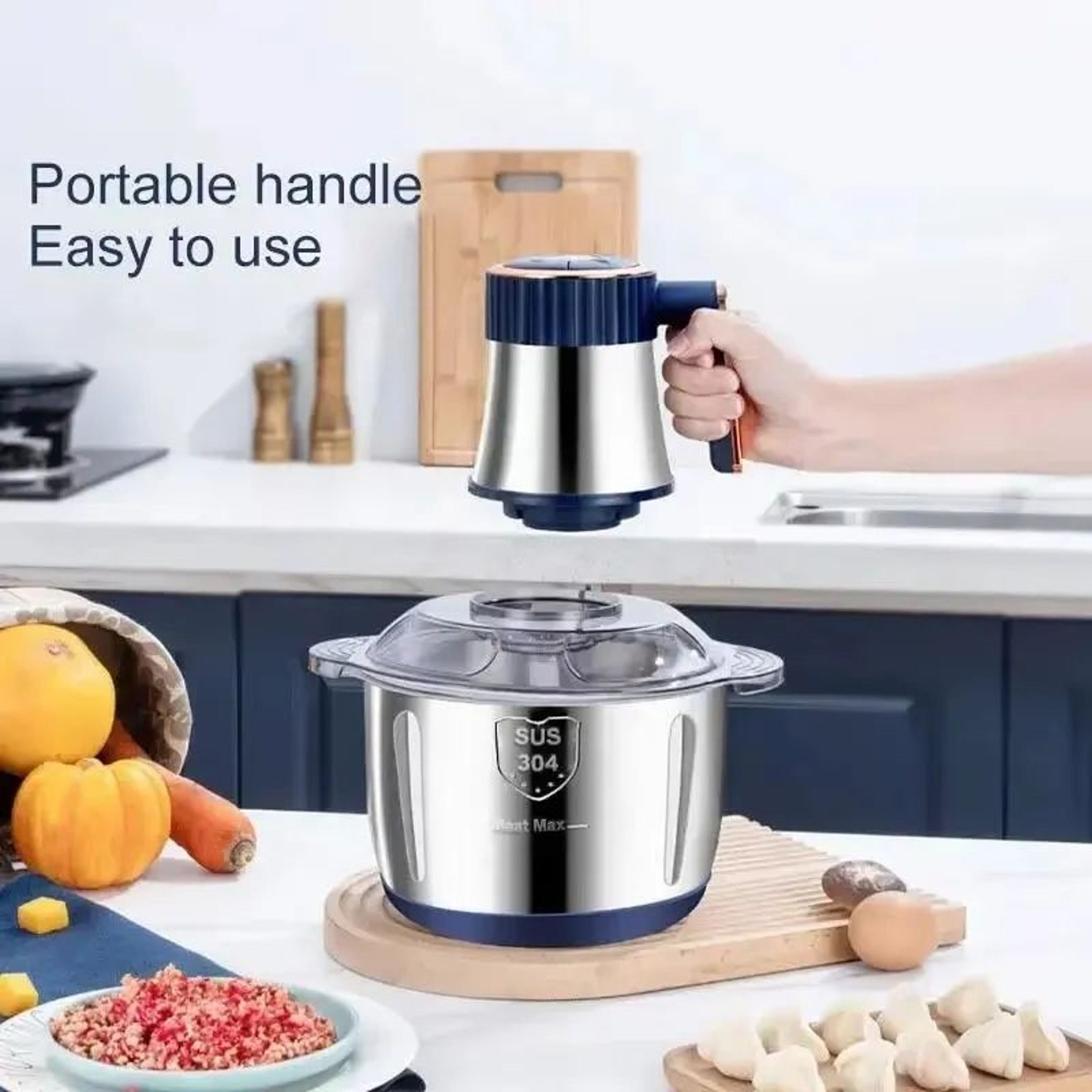 Electric Meat Grinder And Vegetable Chopper With Qt Stainless Steel Bowl 2