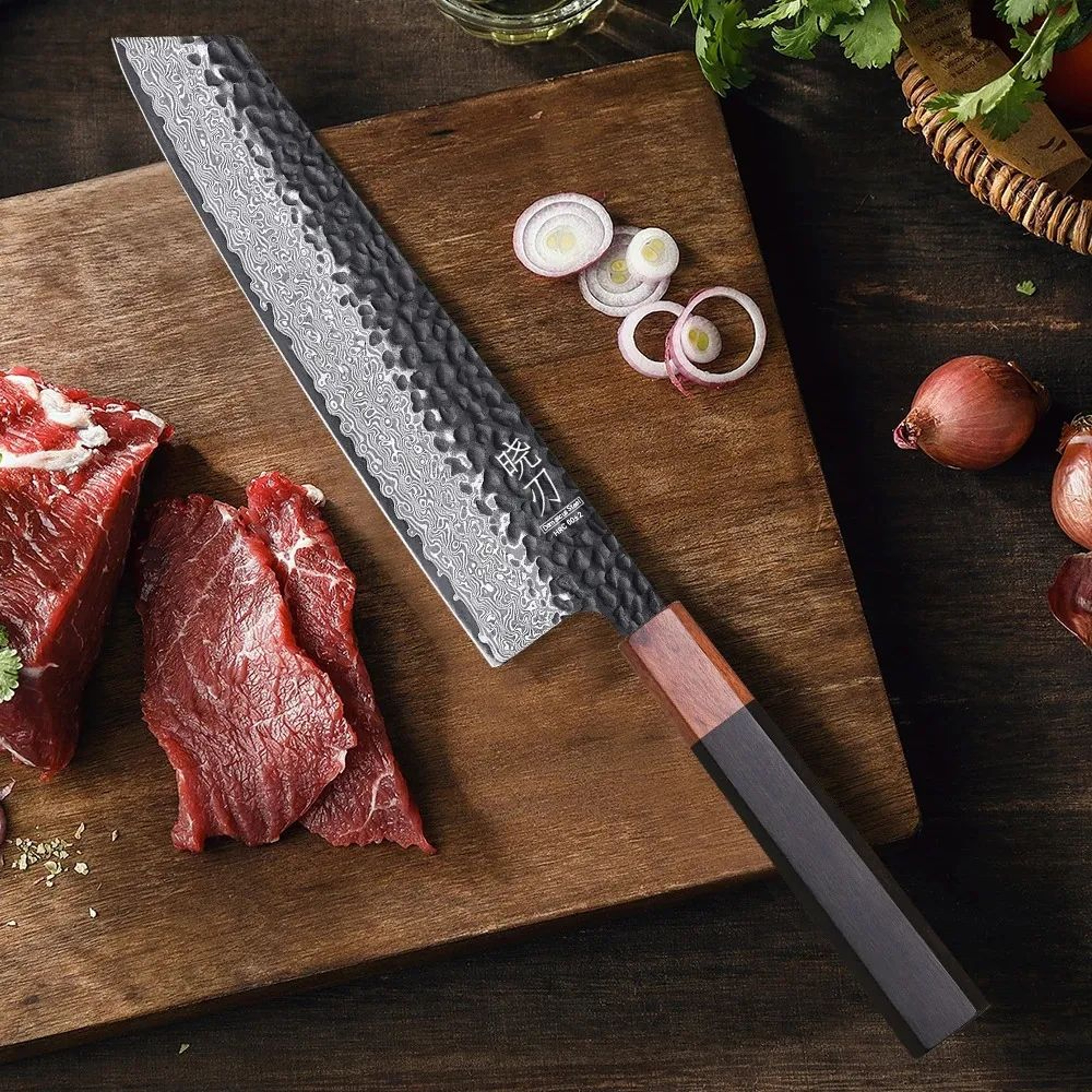 Kiritsuke Chef Knife With Layer Damascus Steel Blade And Core 0
