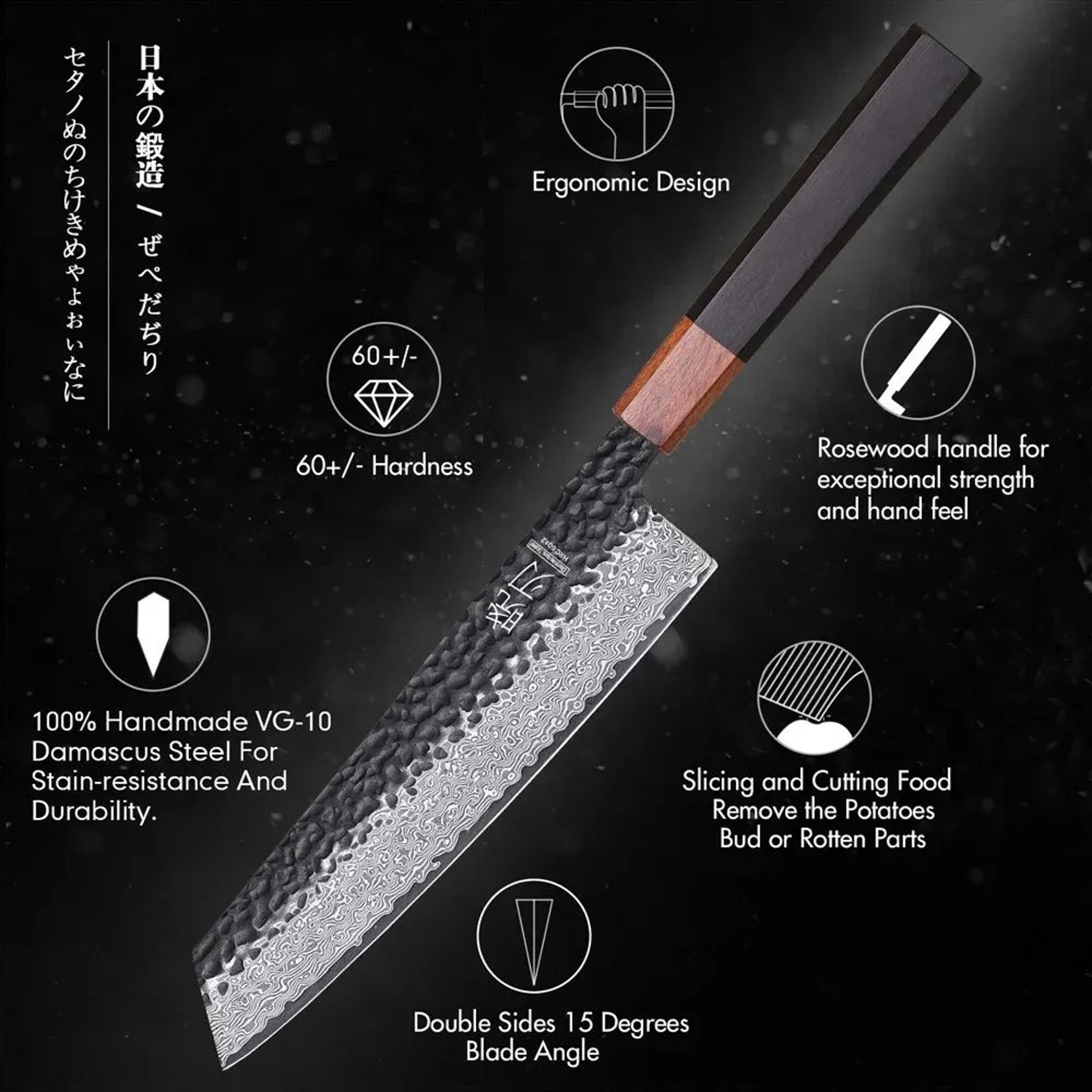 Kiritsuke Chef Knife With Layer Damascus Steel Blade And Core 3