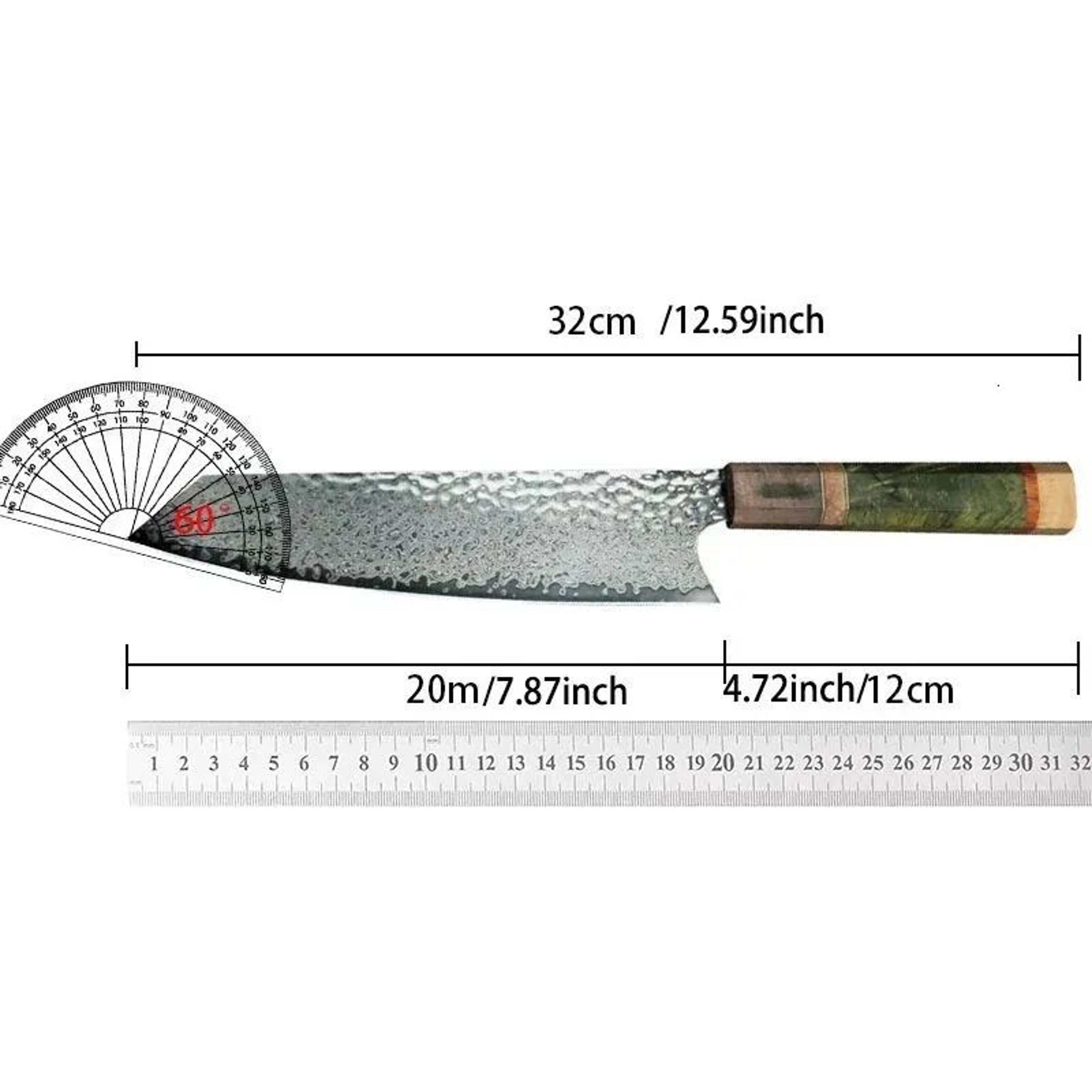 Damascus Chef Knife With Layer Steel Blade And Colored Wooden Handle 4