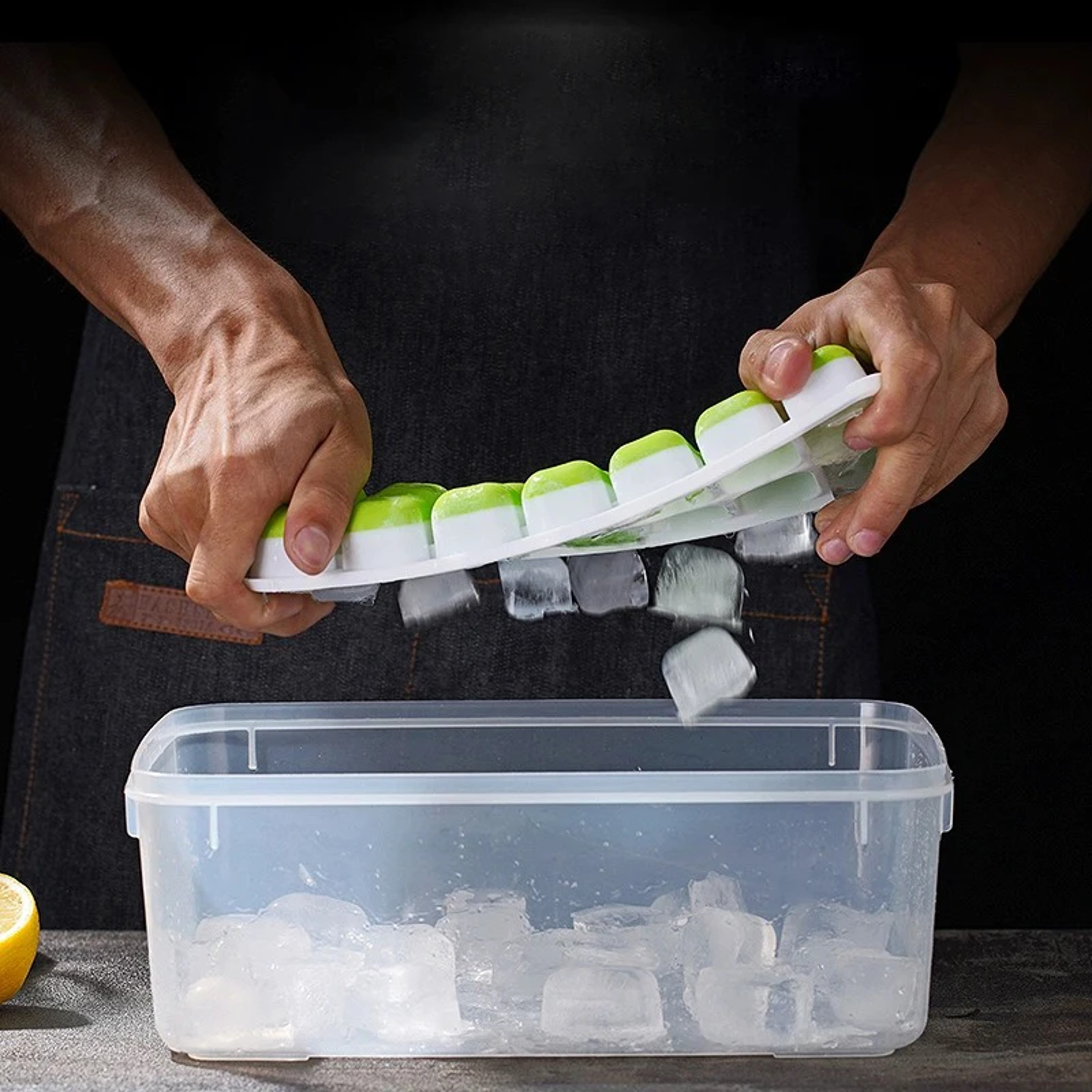 Silicone Ice Cube Tray with Lid Easy Release Square Ice Mold for Drinks – view 2