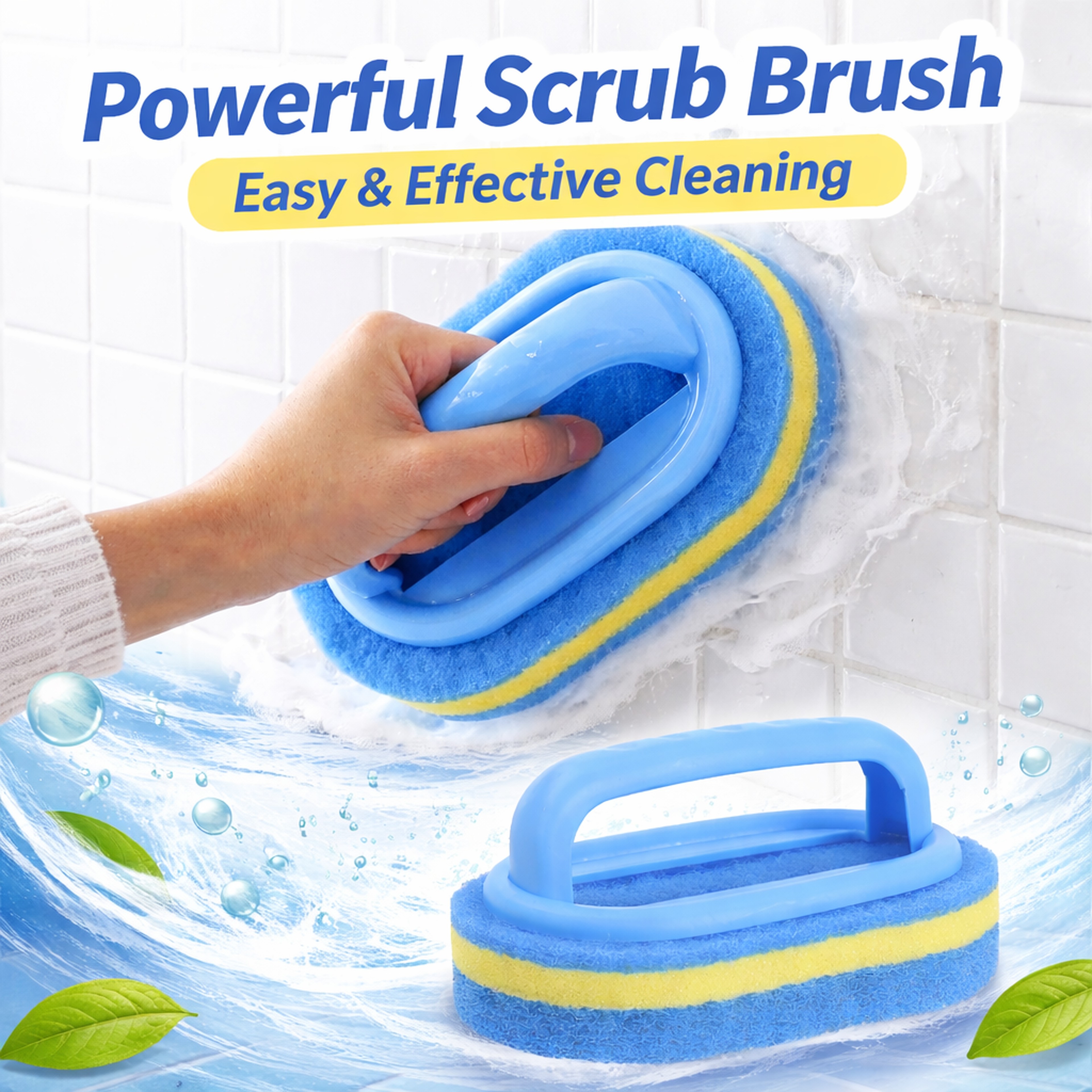 Ergonomic Cleaning Brush With Handle for Kitchen Bathroom Tub and Dish Scrubbing – view 1