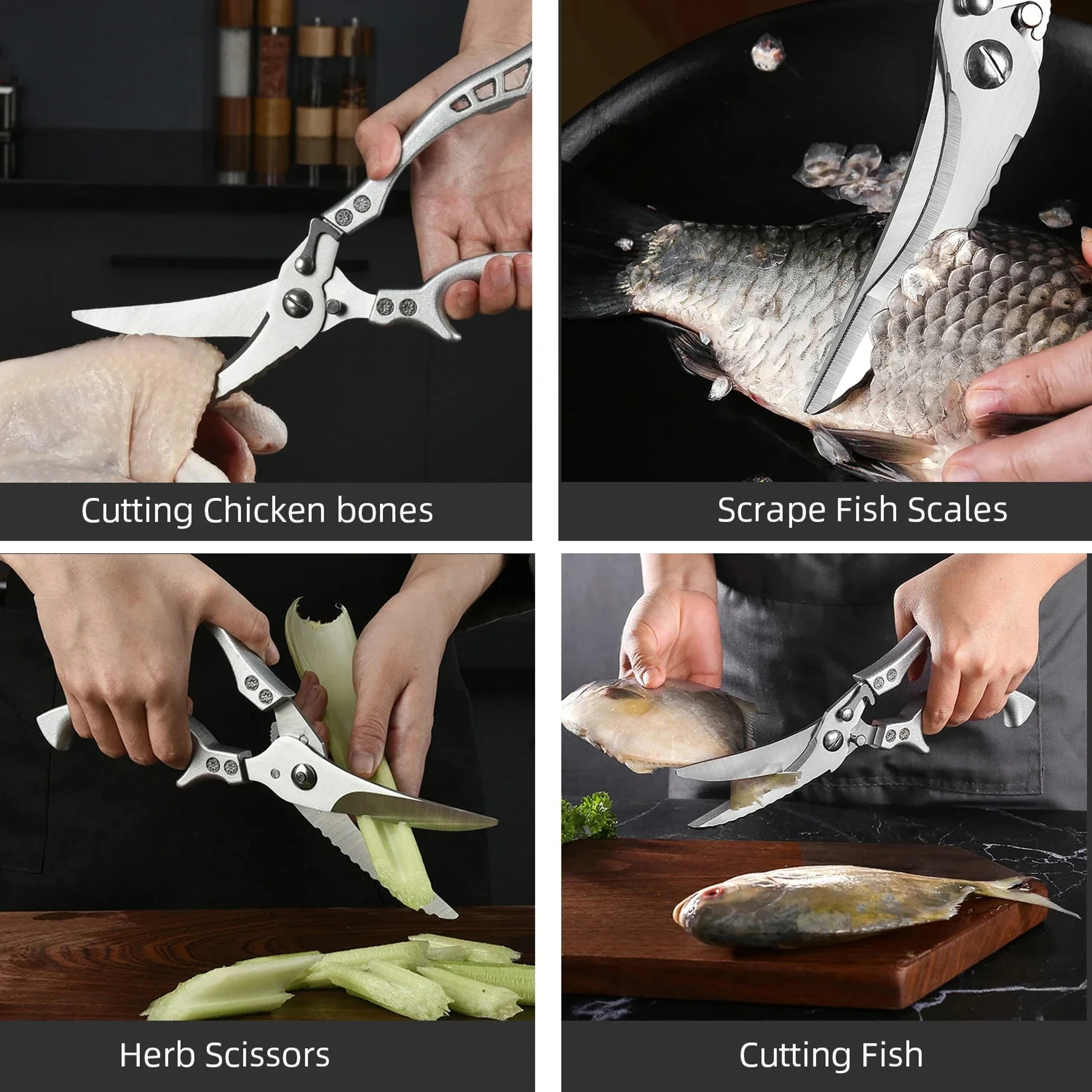 Heavy Duty Poultry Shears Stainless Steel Kitchen Scissors for Chicken Bone Fish and Meat – view 3
