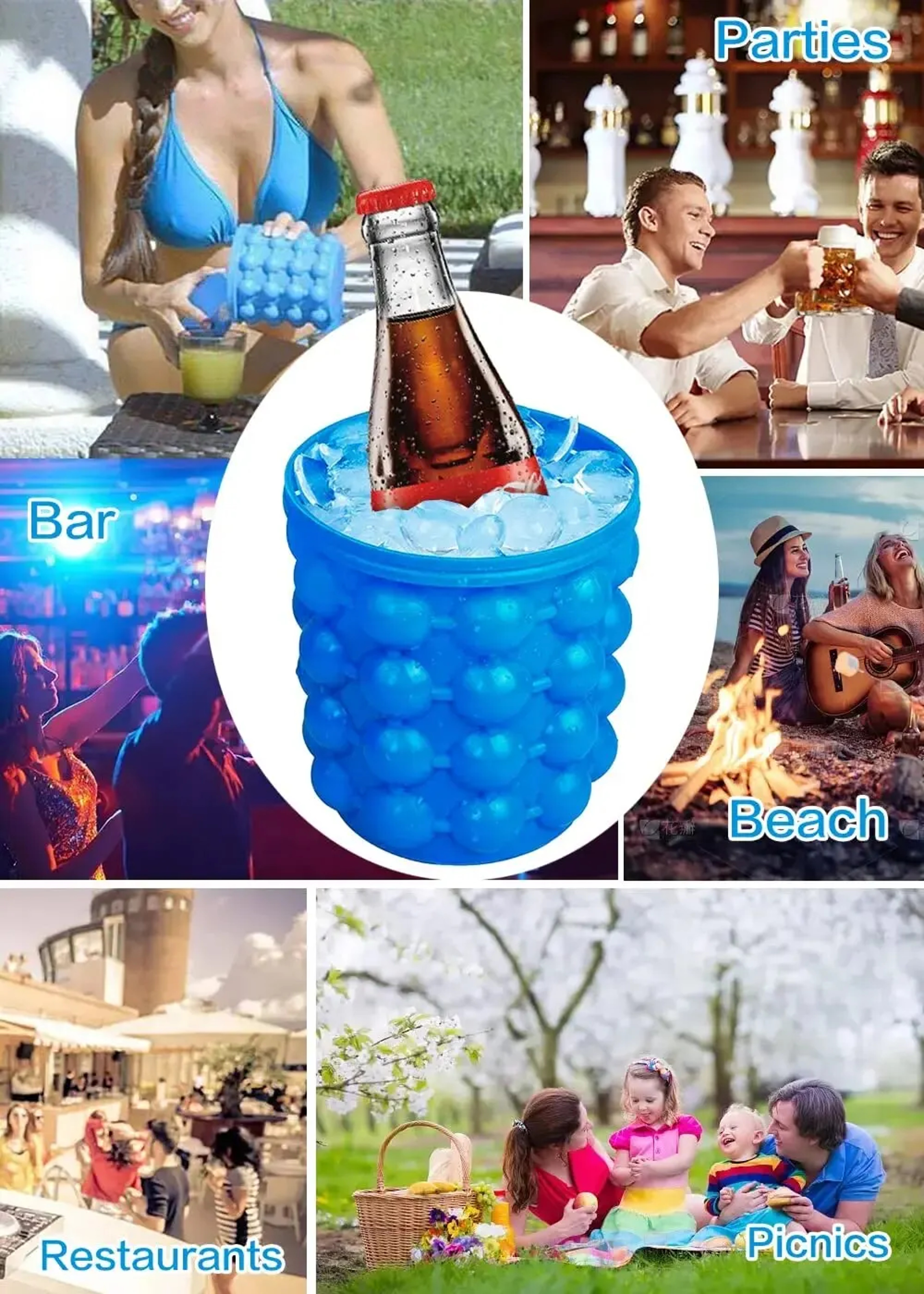 Silicone Ice Cube Maker Portable Ice Bucket for Whiskey, Wine and Beer – view 2