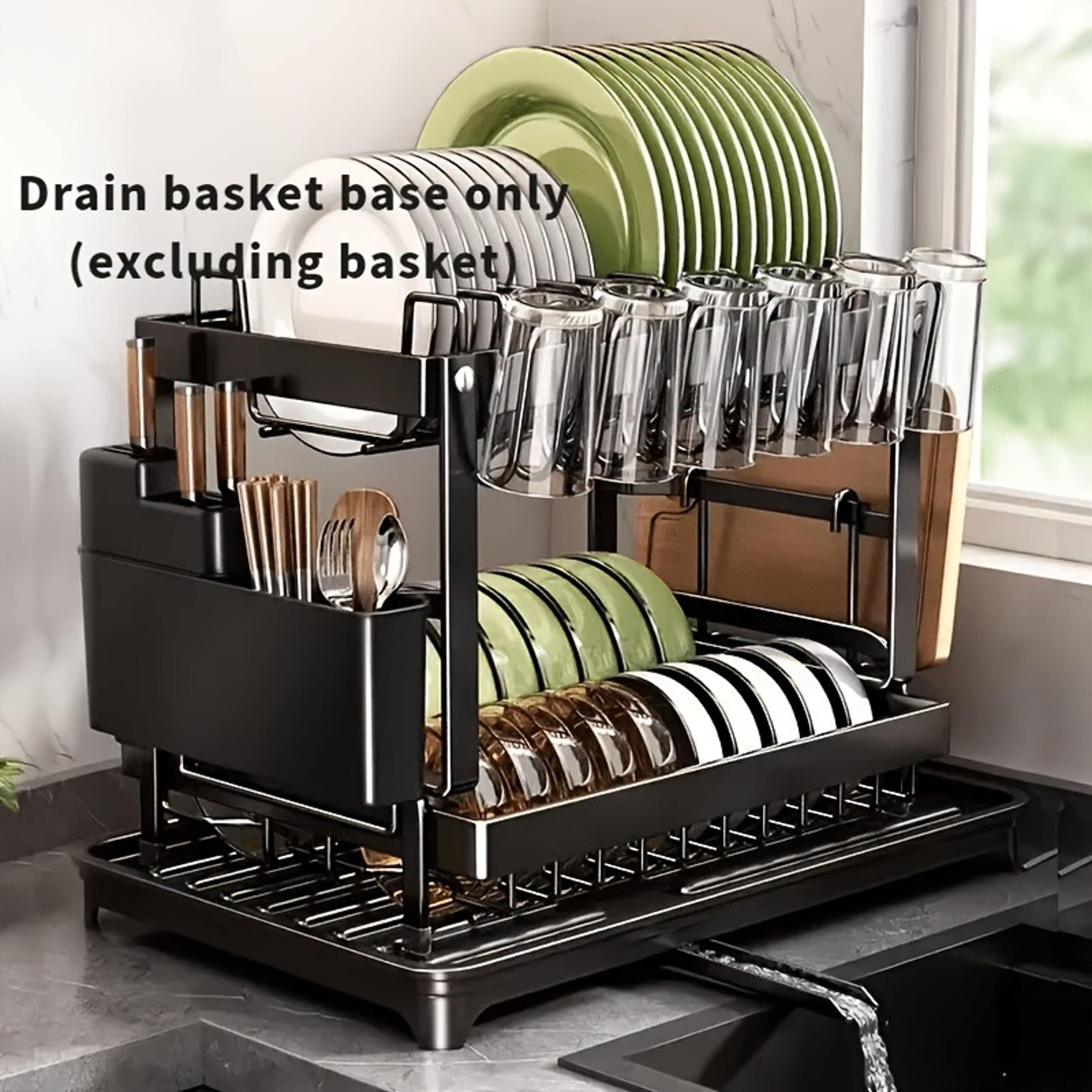 Heavy Duty Plastic Dish Drying Rack with Sink Drain Board and Under Sink Organizer – view 6
