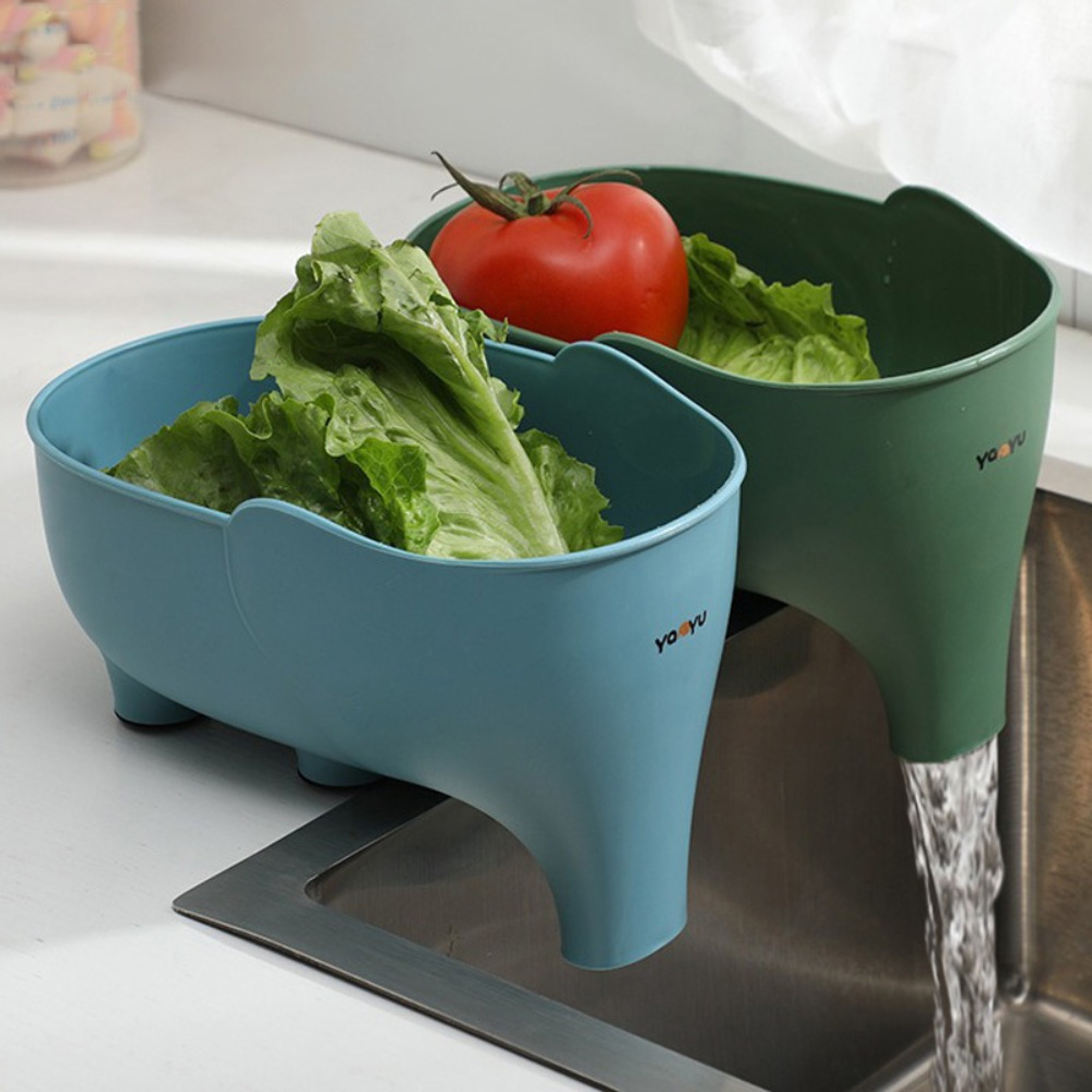 Elephant Sink Strainer Basket Hanging Fruit And Vegetable Drainer Rack 0