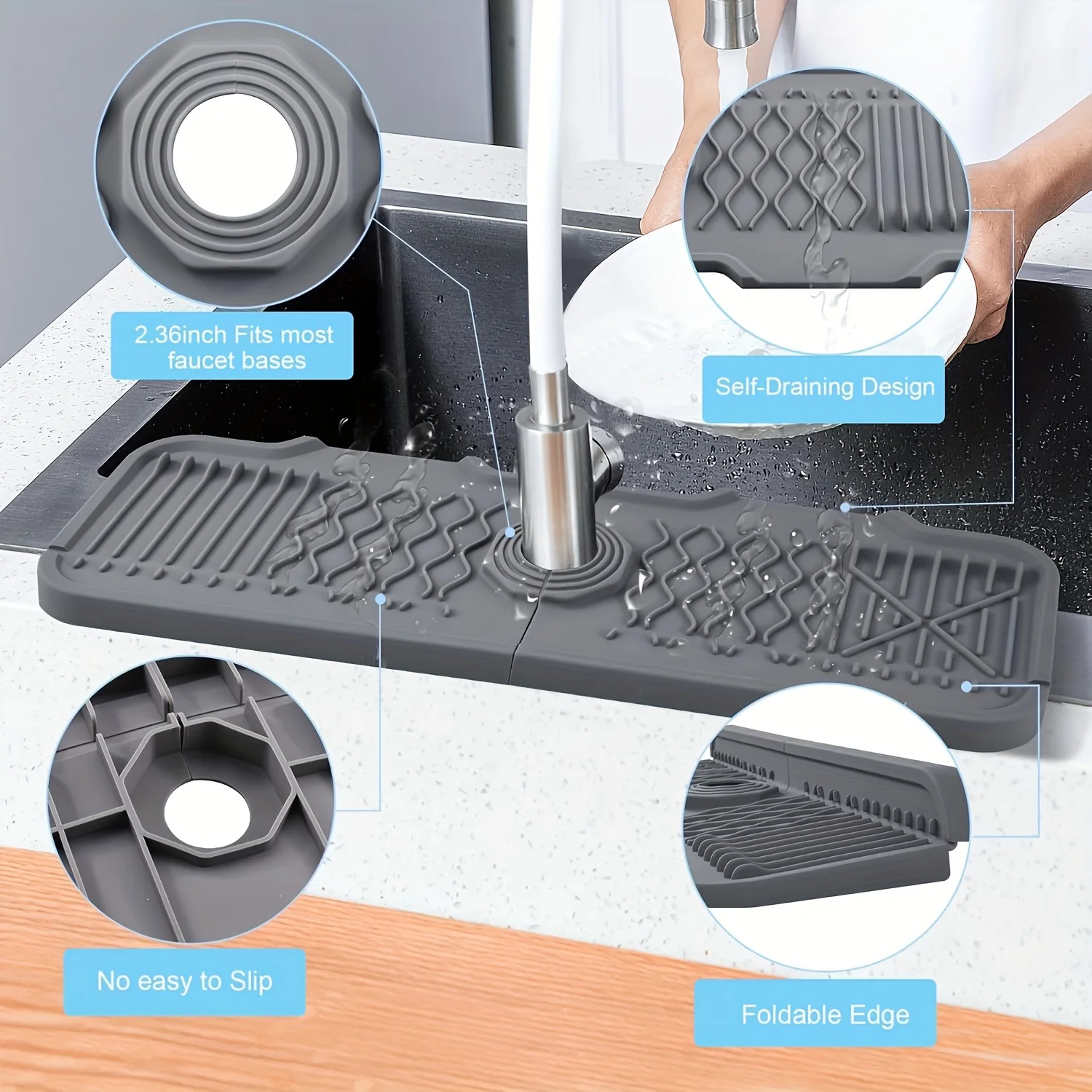Faucet Splash Guard Sink Drain Pad For Kitchen And Bathroom Countertops 4