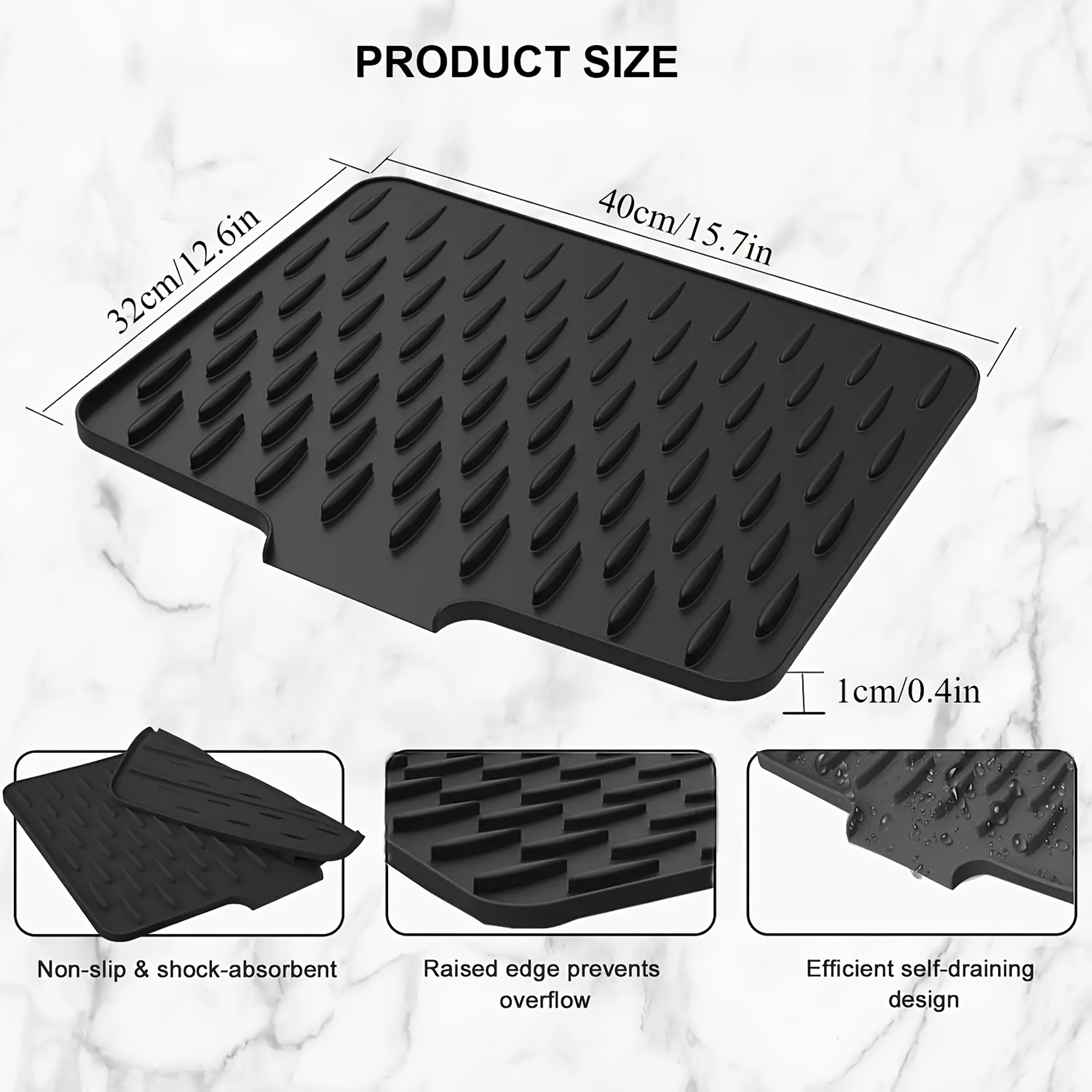 Silicone Drain Mat for Kitchen Sink, Dish Drying Mat and Countertop Protector – view 4