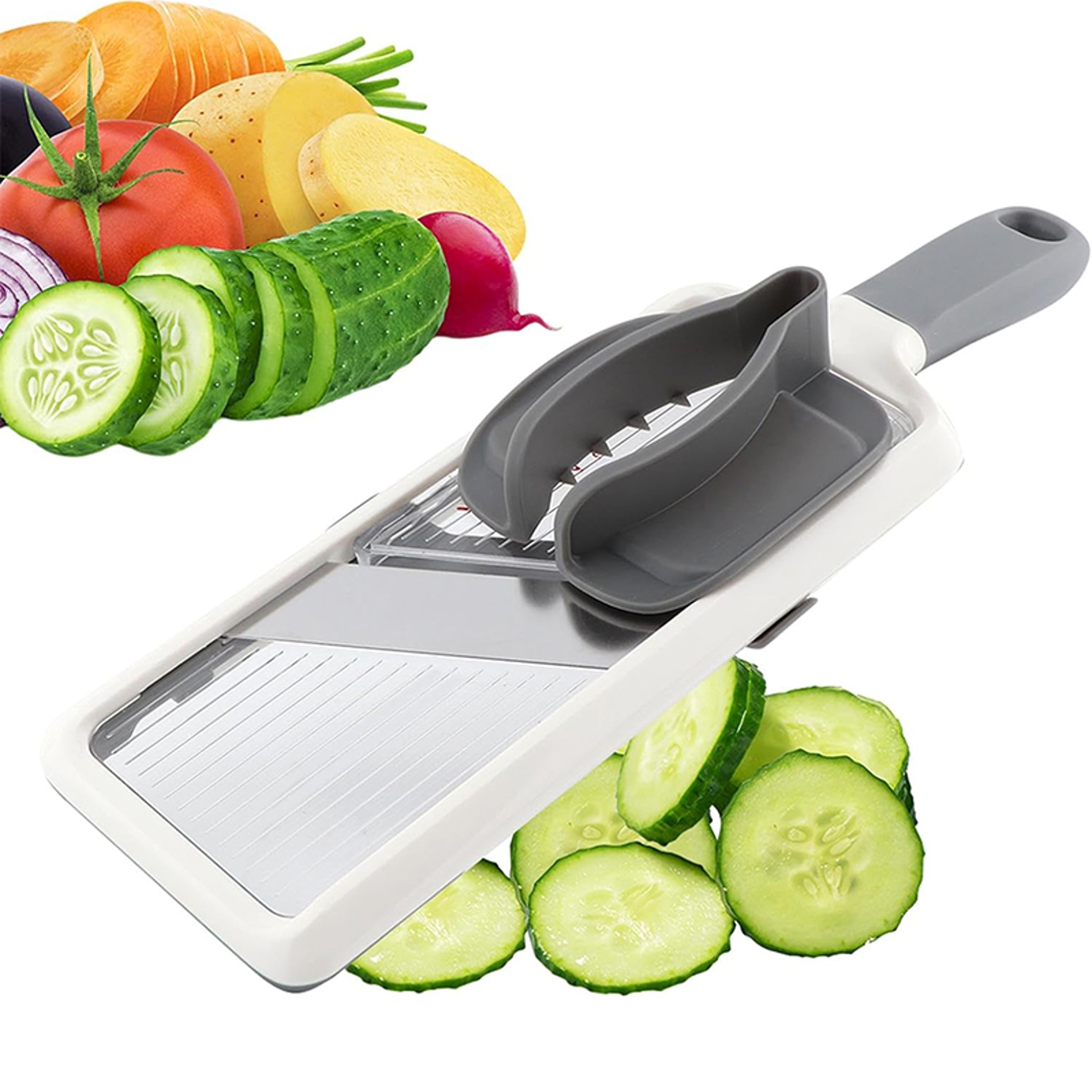 Handheld Mandoline Slicer with Adjustable Vegetable Cutter and Cheese Grater – view 1